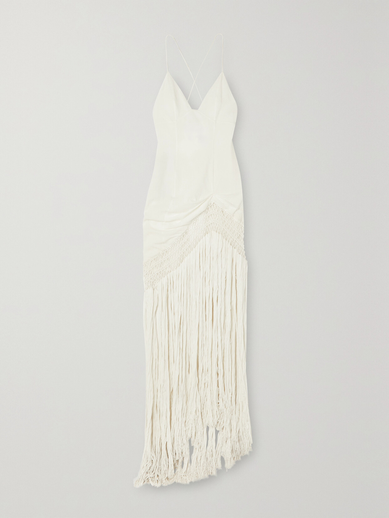 Loewe - + Paula's Ibiza Asymmetric Fringed Woven Maxi Dress - White