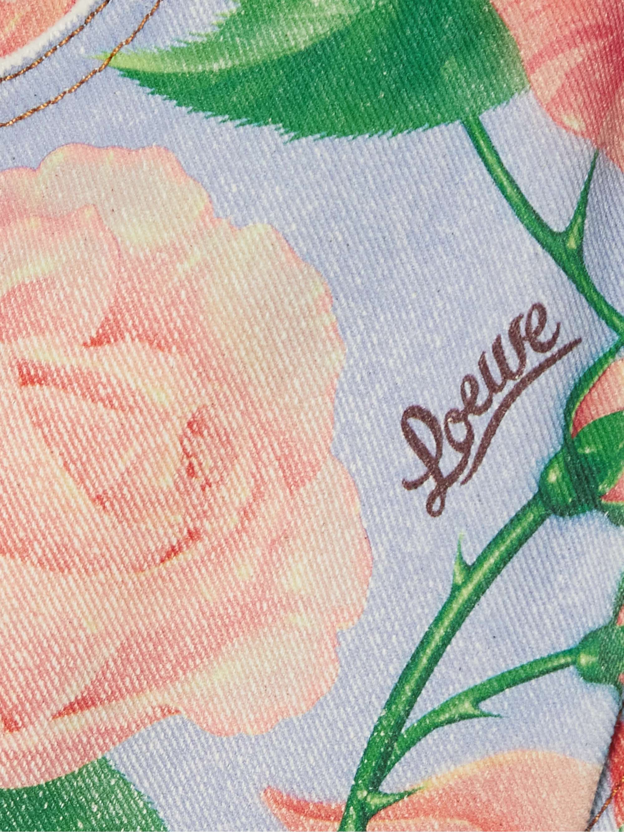 LOEWE + Paula's Ibiza Roses layered frayed floral-print denim shorts