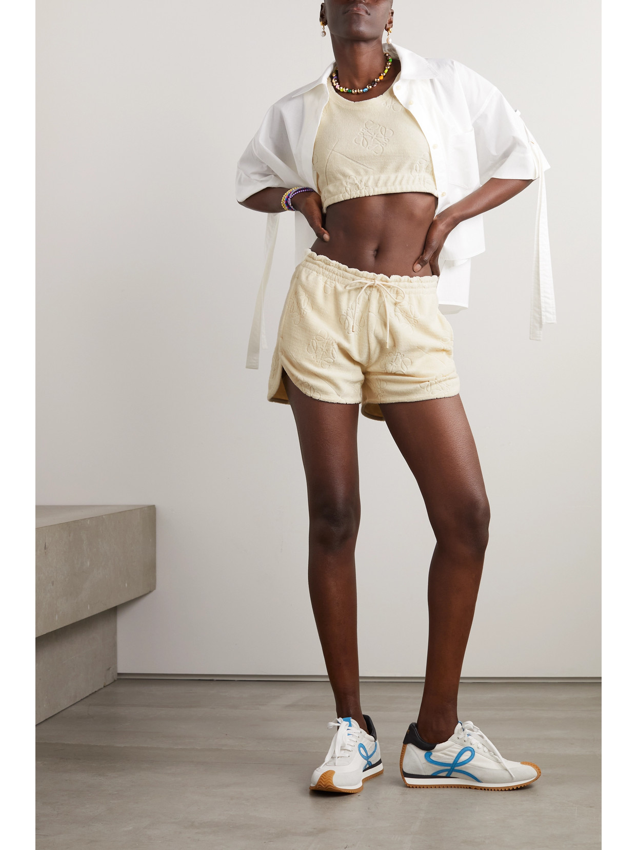 LOEWE + PAULA'S IBIZA COTTON-BLEND TERRY SHORTS