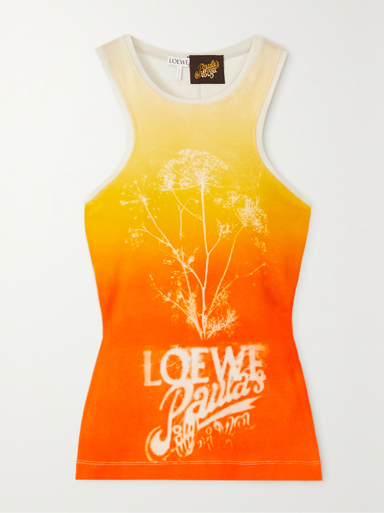 Loewe - + Paula's Ibiza Fennel Printed Ribbed Stretch-cotton Jersey Tank - Orange