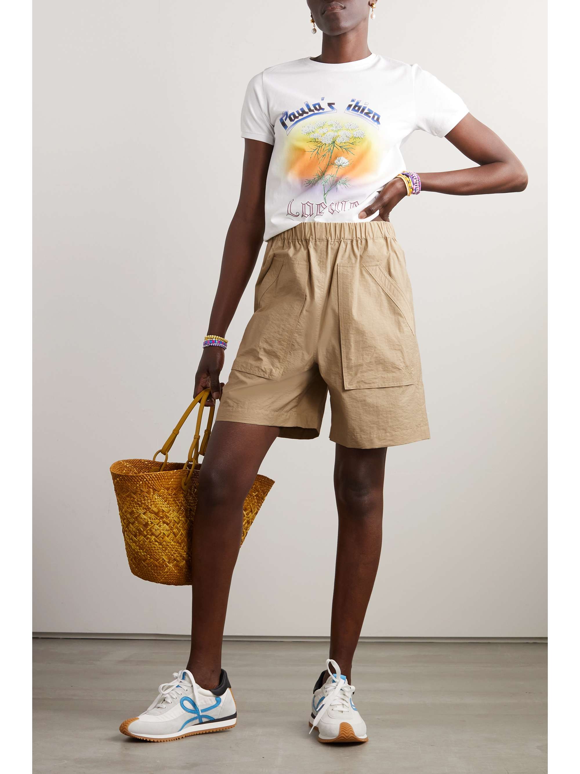 Paula s Ibiza cotton blend poplin shorts