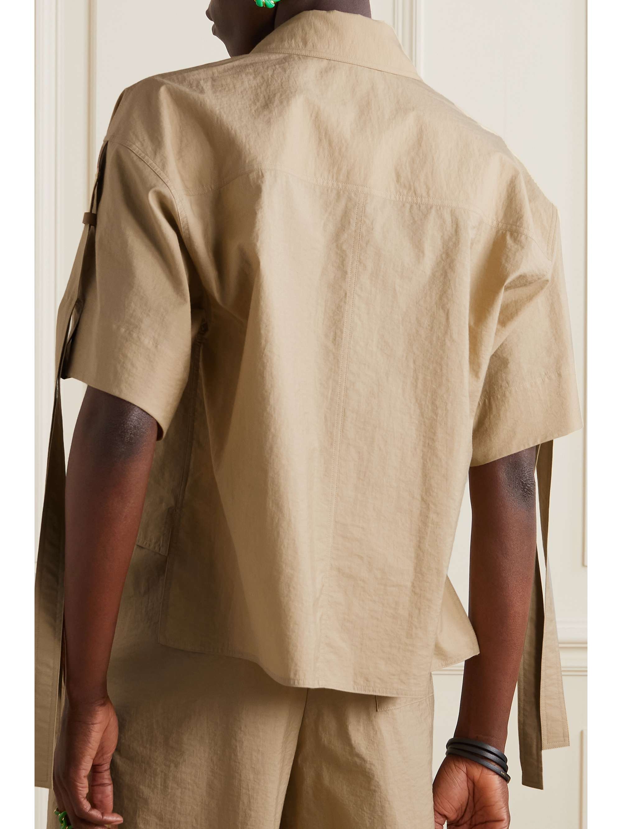 LOEWE + Paula's Ibiza leather-trimmed cotton-blend poplin shirt