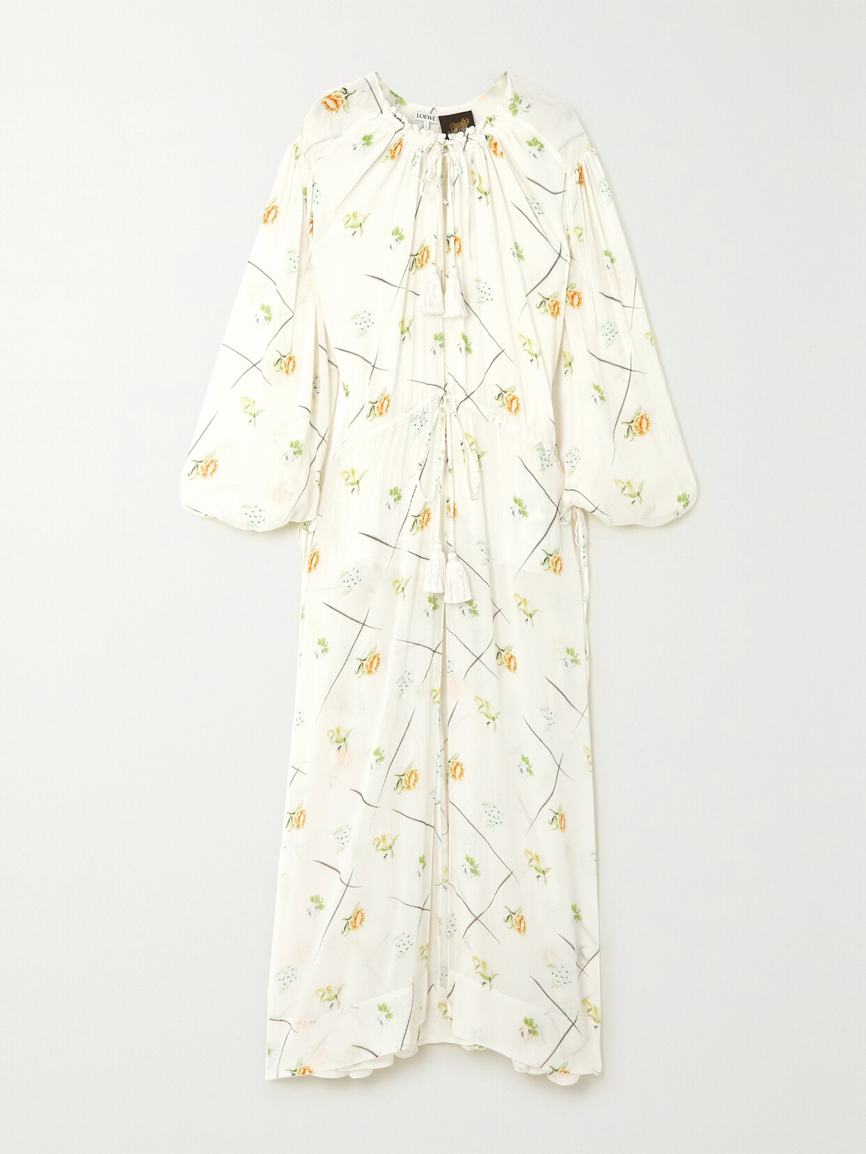 Loewe Floral-print Crepon Maxi Dress In Off-white