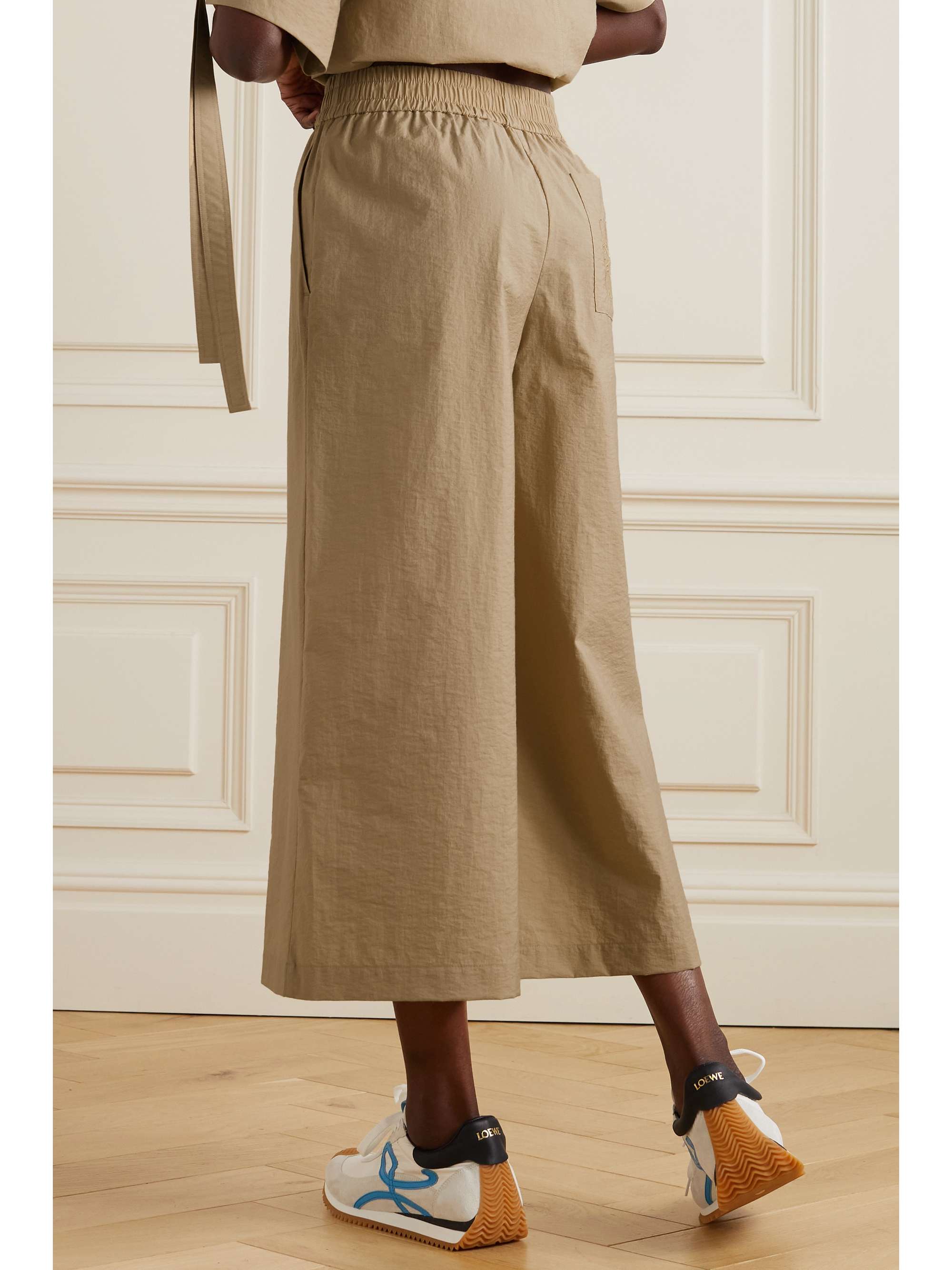 LOEWE + Paula's Ibiza cropped cotton-blend poplin wide-leg pants