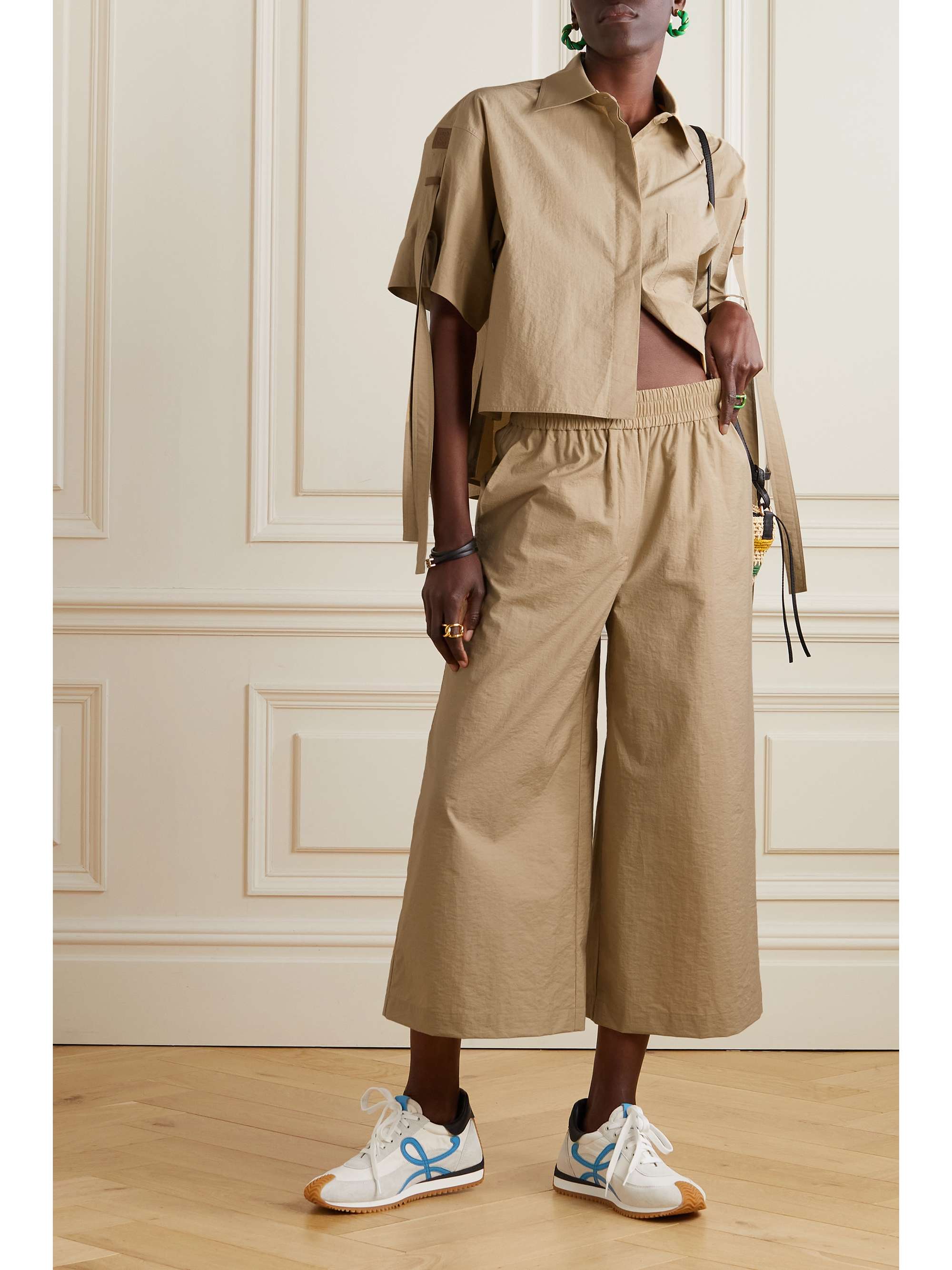LOEWE + Paula's Ibiza cropped cotton-blend poplin wide-leg pants