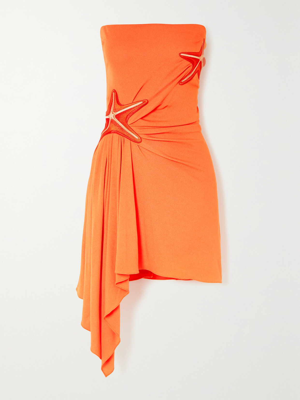 Loewe - + Paula's Ibiza Strapless Asymmetric Embroidered Jersey Mini Dress - Orange