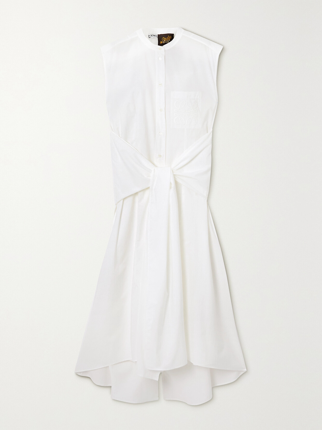 Loewe - + Paula's Ibiza Tie-front Embroidered Cotton-blend Poplin Shirt Dress - White