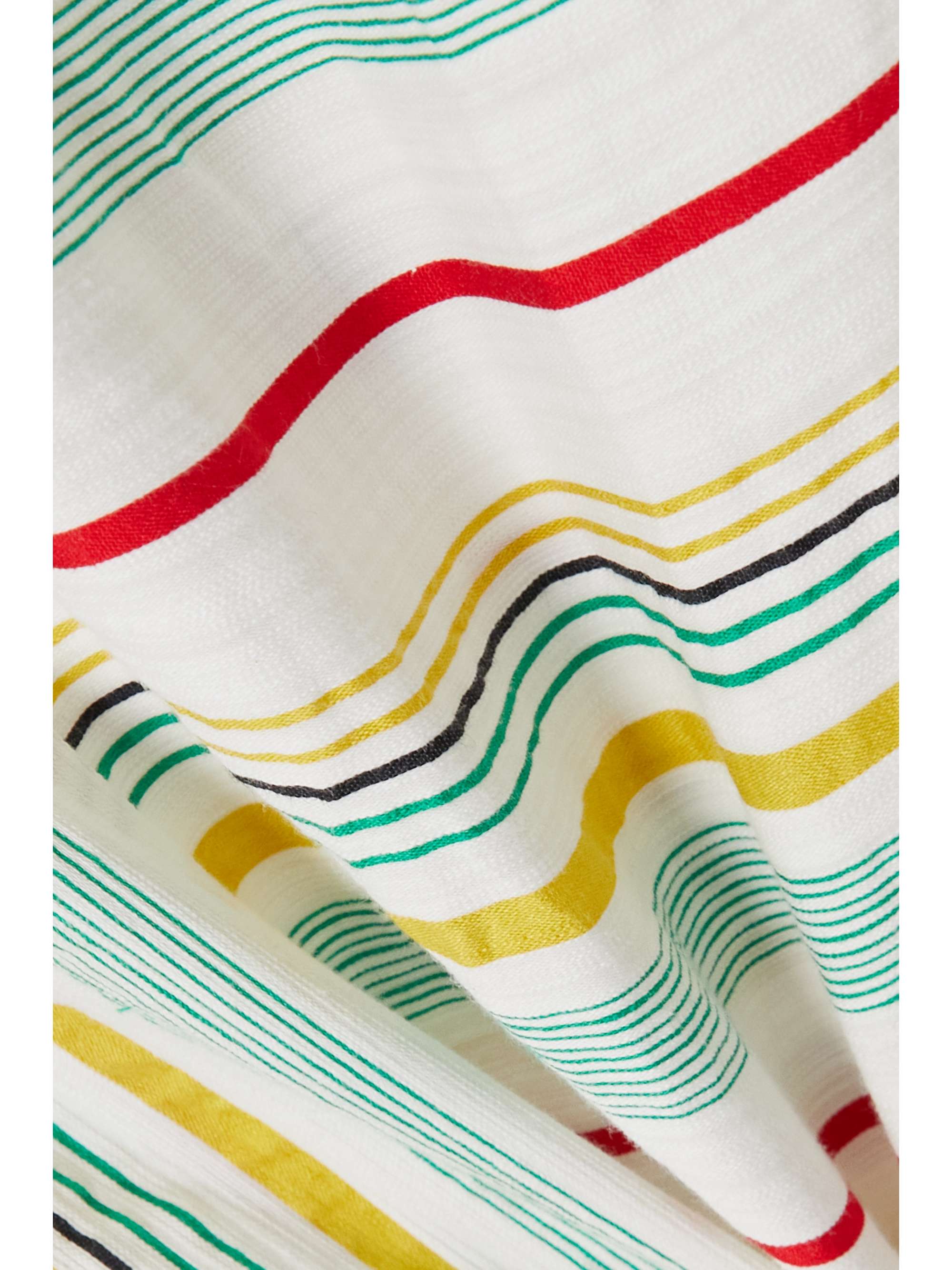 LOEWE + Paula's Ibiza cropped asymmetric striped cotton, linen and silk-blend shirt
