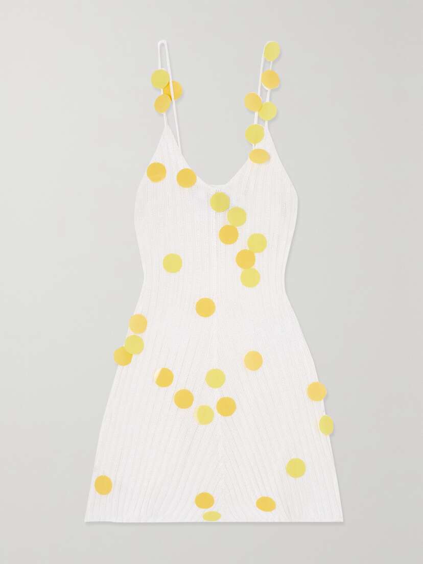 Loewe + Paula's Ibiza Sequin-embellished Ribbed-knit Mini Dress