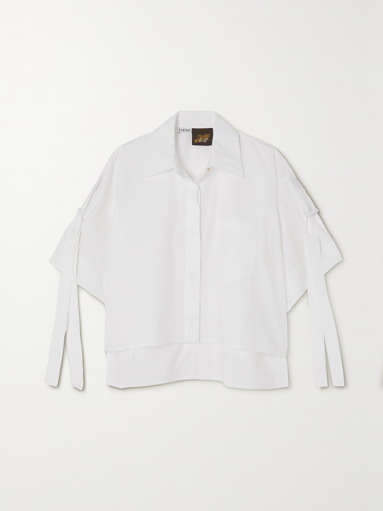 Loewe - + Paula's Ibiza Tie-detailed Cotton-blend Poplin Shirt - White