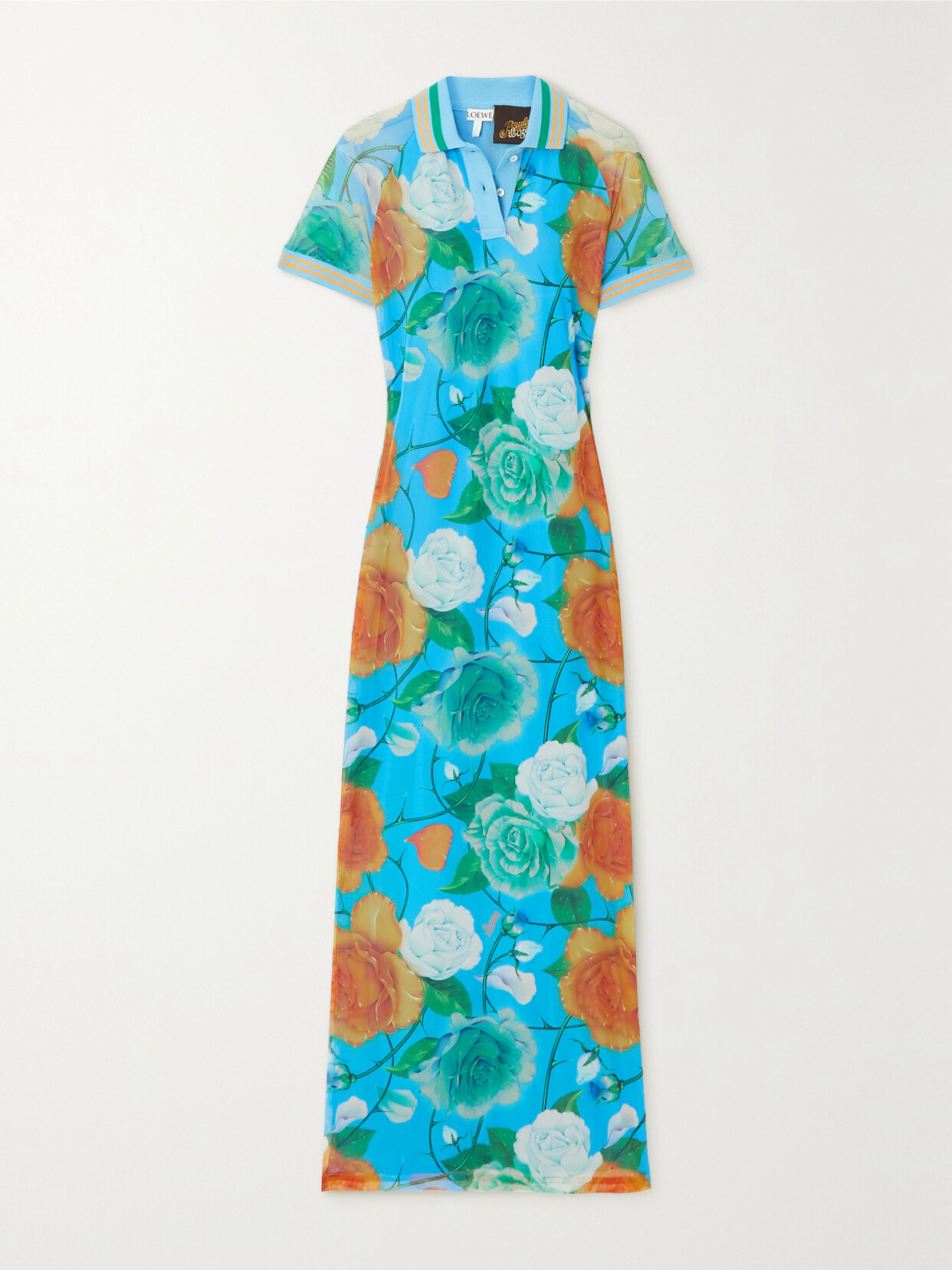 Loewe - + Paula's Ibiza Floral-print Stretch-mesh Maxi Dress - Blue