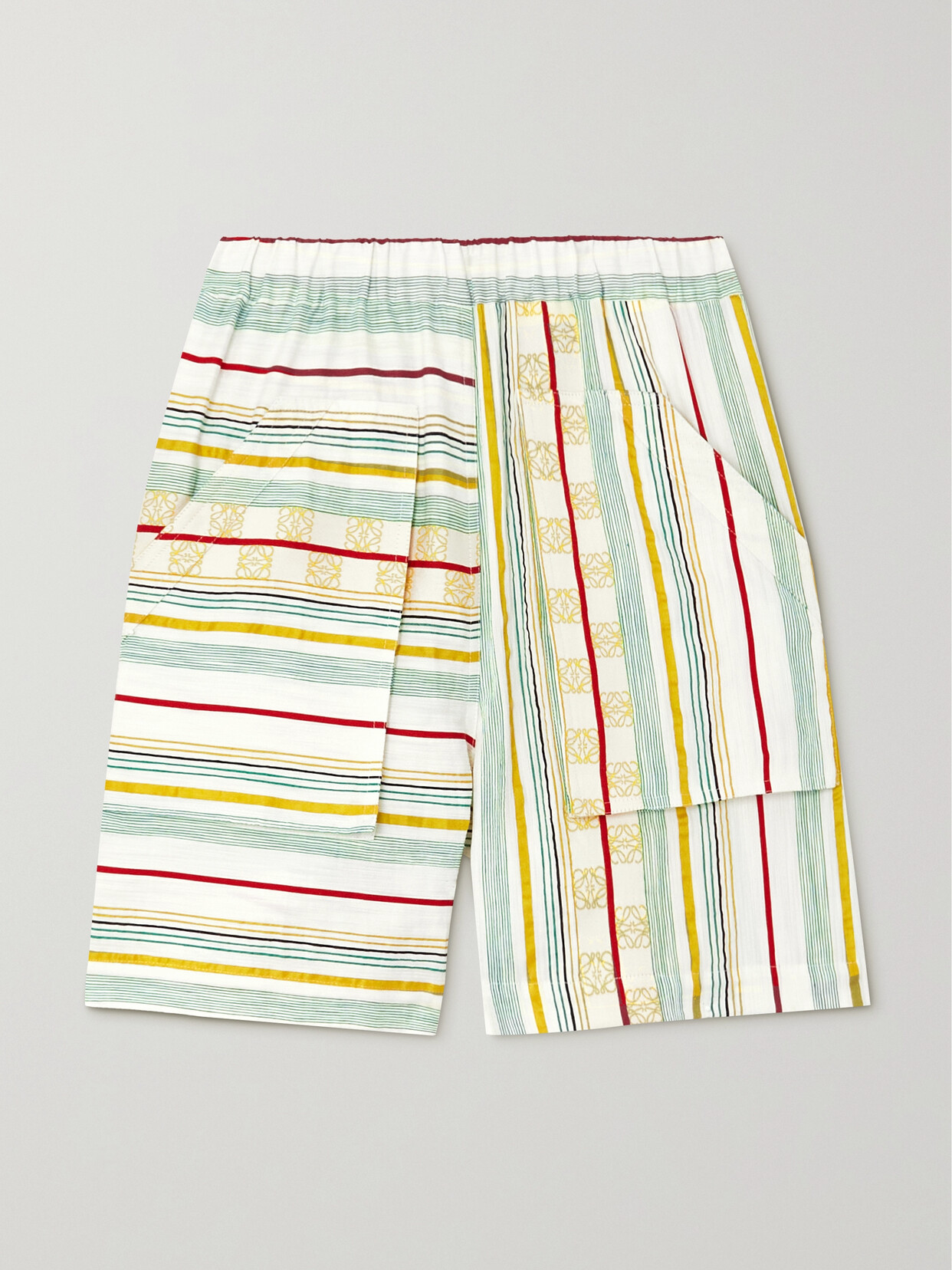 Shop Loewe + Paula's Ibiza Striped Cotton, Silk And Linen-blend Shorts In White