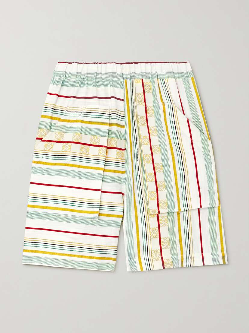 Loewe + Paula's Ibiza Striped Cotton, Silk And Linen-blend Shorts