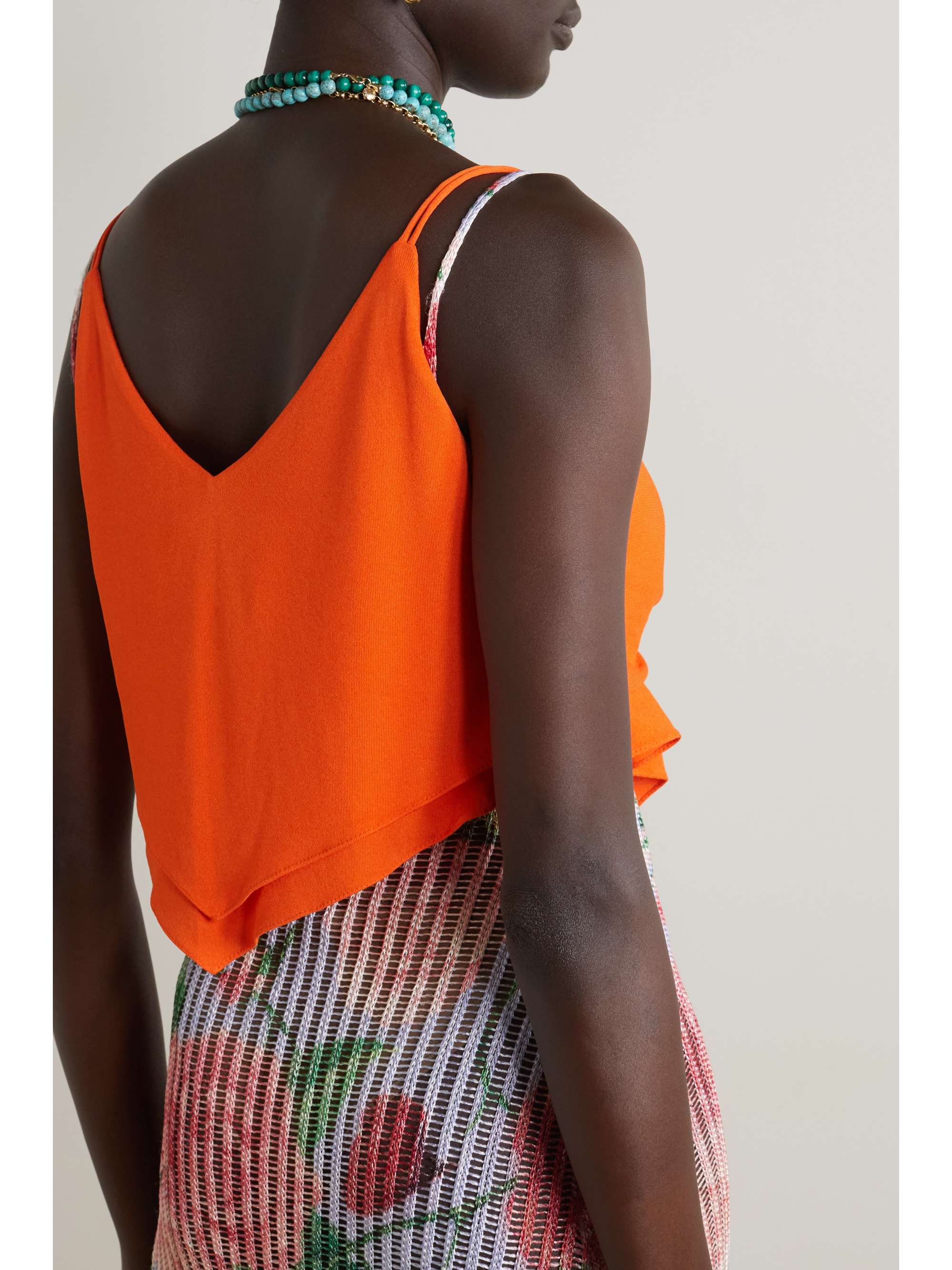 LOEWE + Paula's Ibiza cropped tie-detailed embellished jersey top
