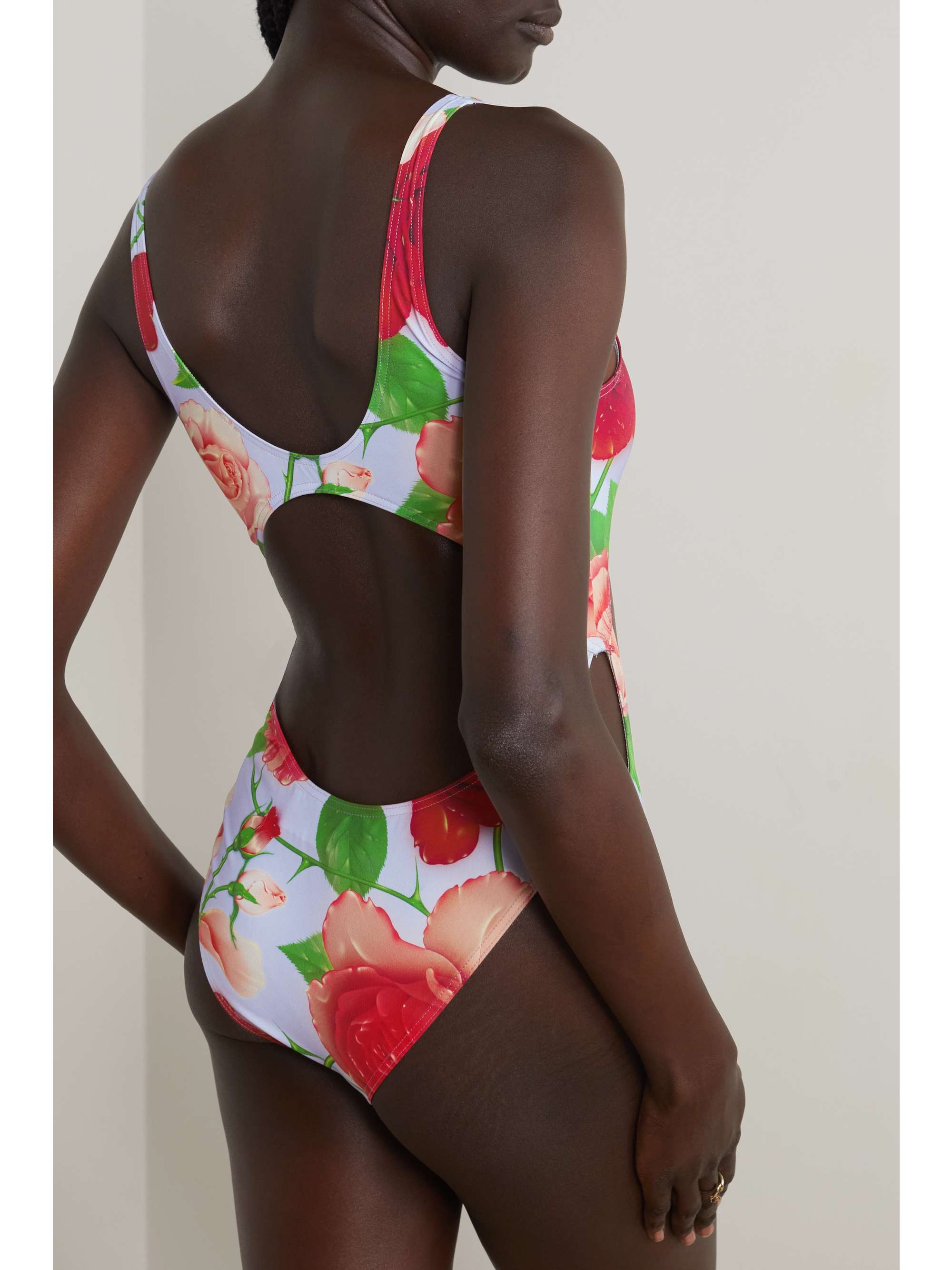 LOEWE + Paula's Ibiza Roses cutout floral-print stretch swimsuit