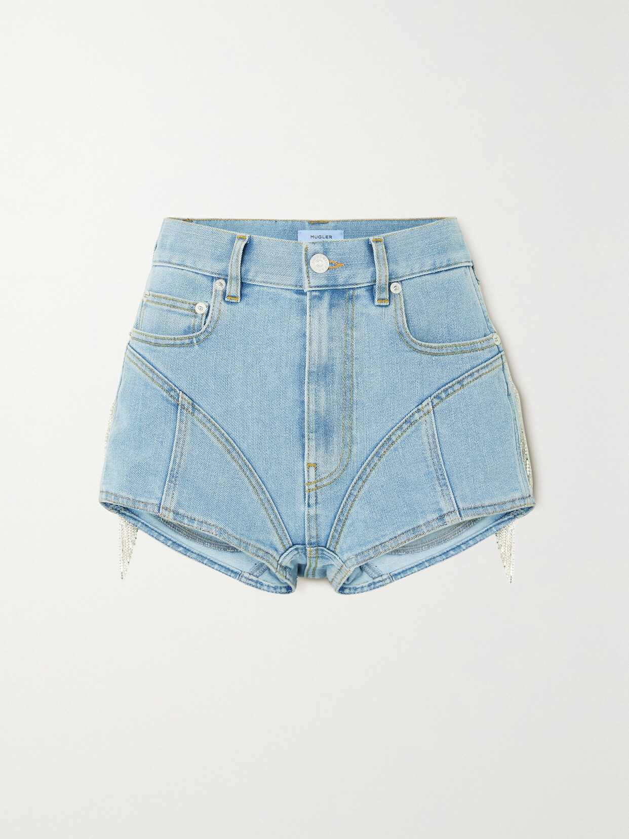 Mugler Denim Shorts In Grey