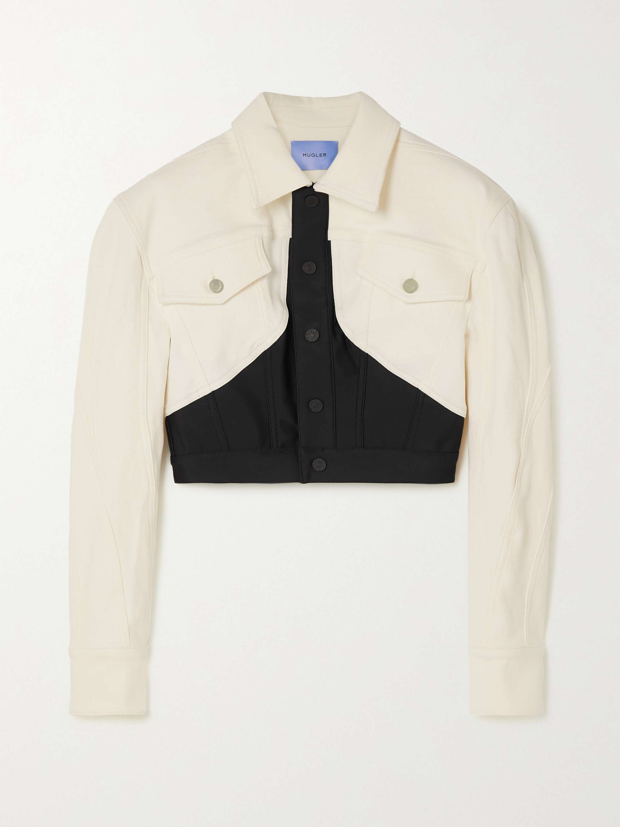 Cropped stretch deals denim jacket