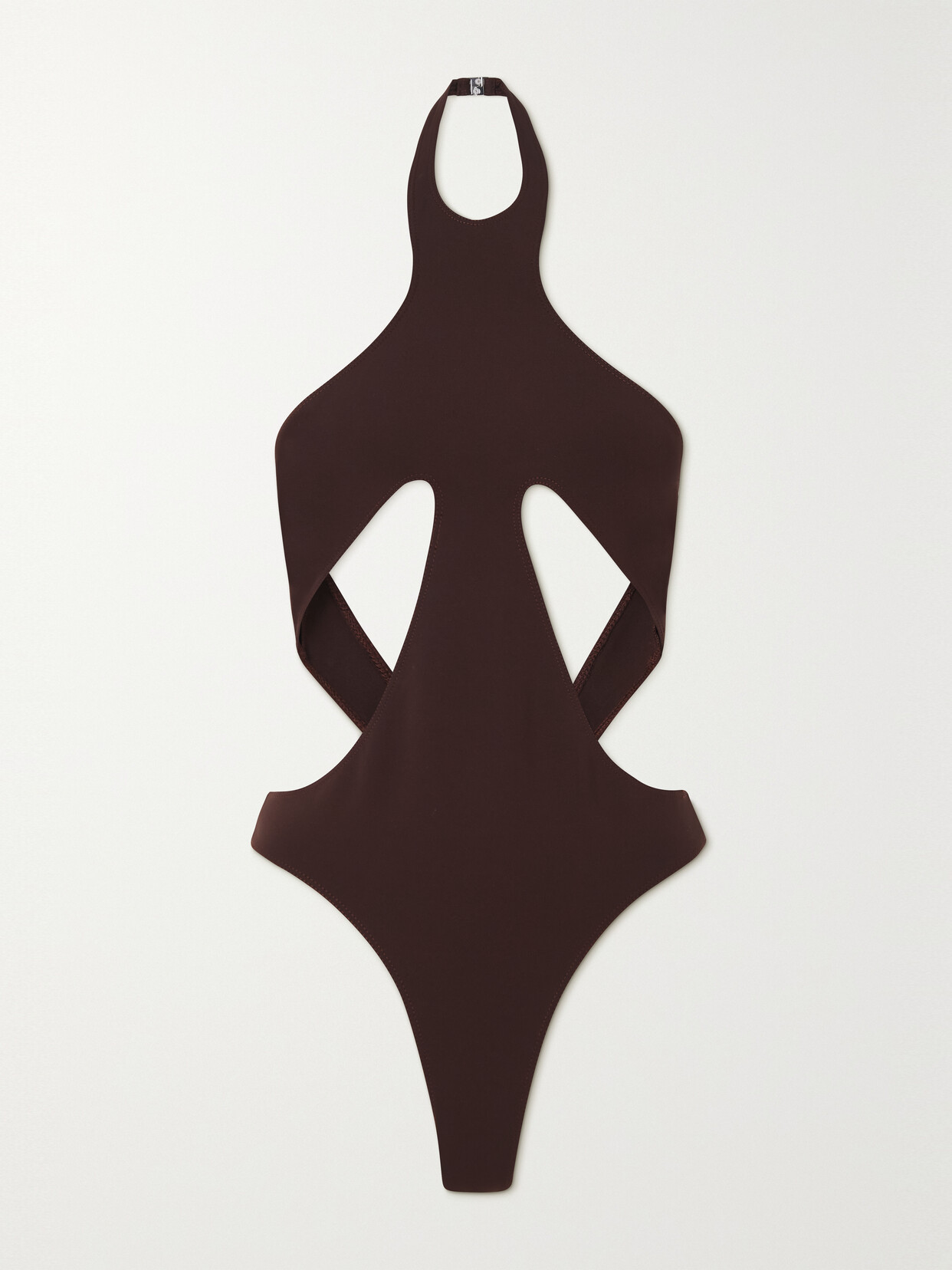 Mugler One-piece Swimsuit With Cutout Details In Brown