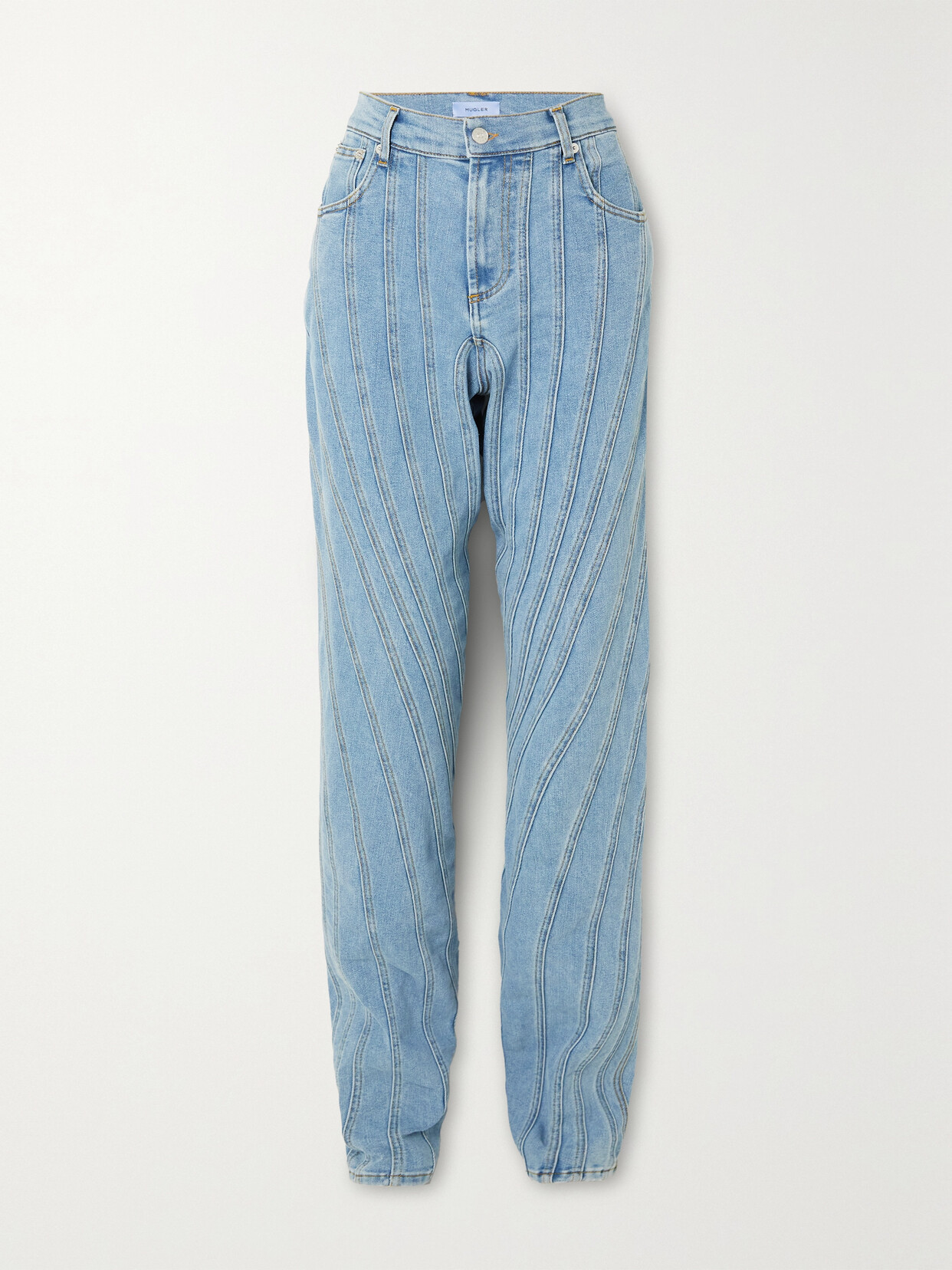 Mugler - Paneled Straight-leg Jeans - Blue