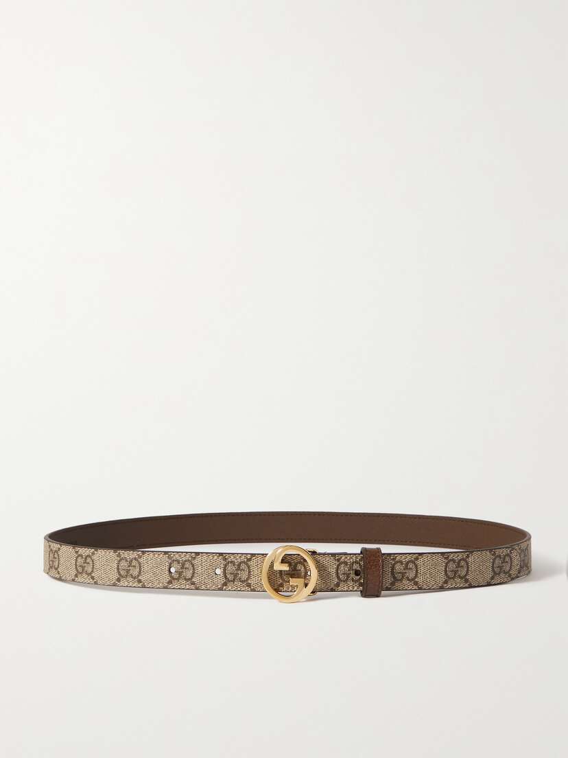 Gucci Embellished Coated-canvas And Leather Belt
