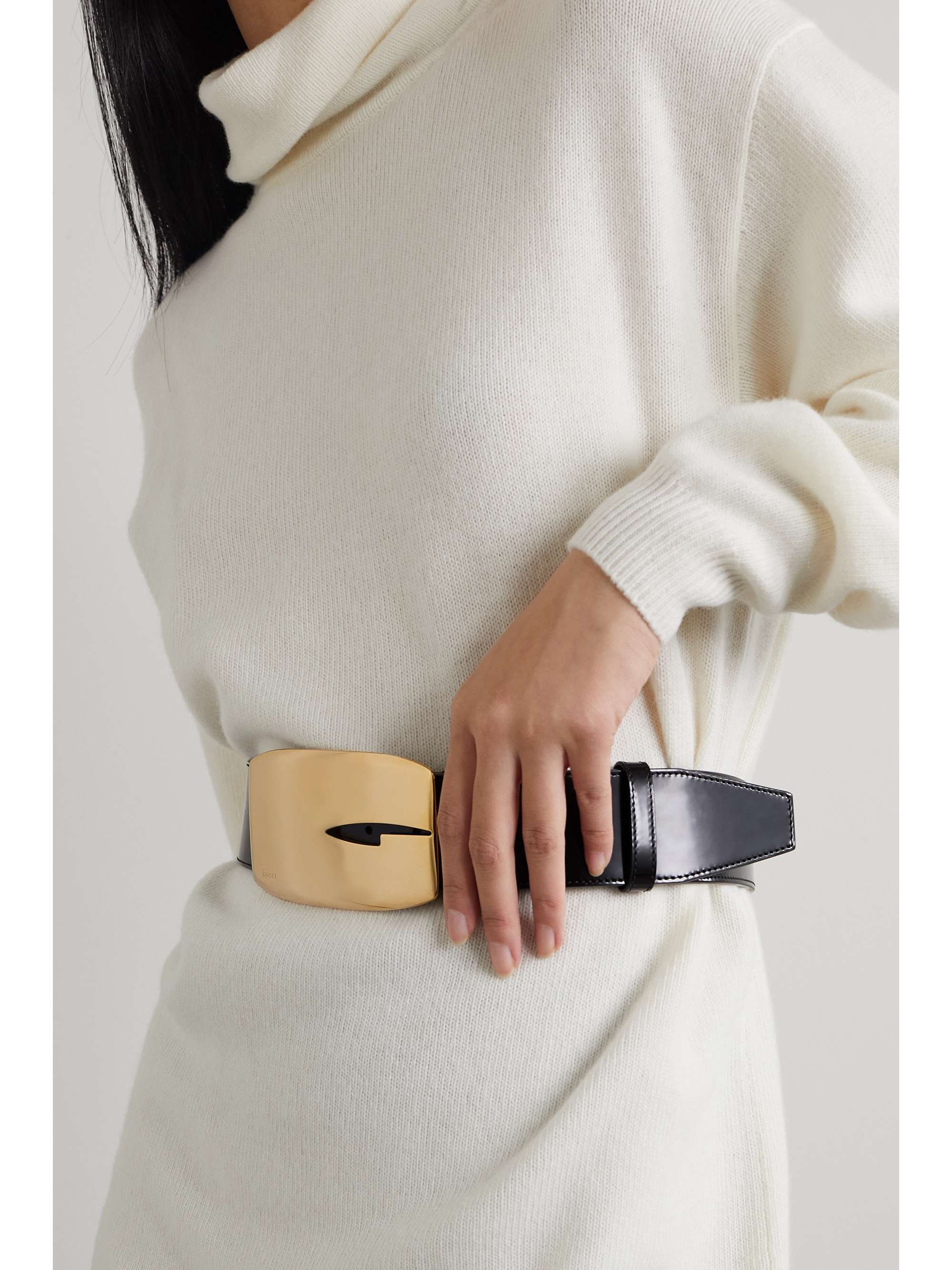 GUCCI Embellished glossedleather waist belt NETAPORTER