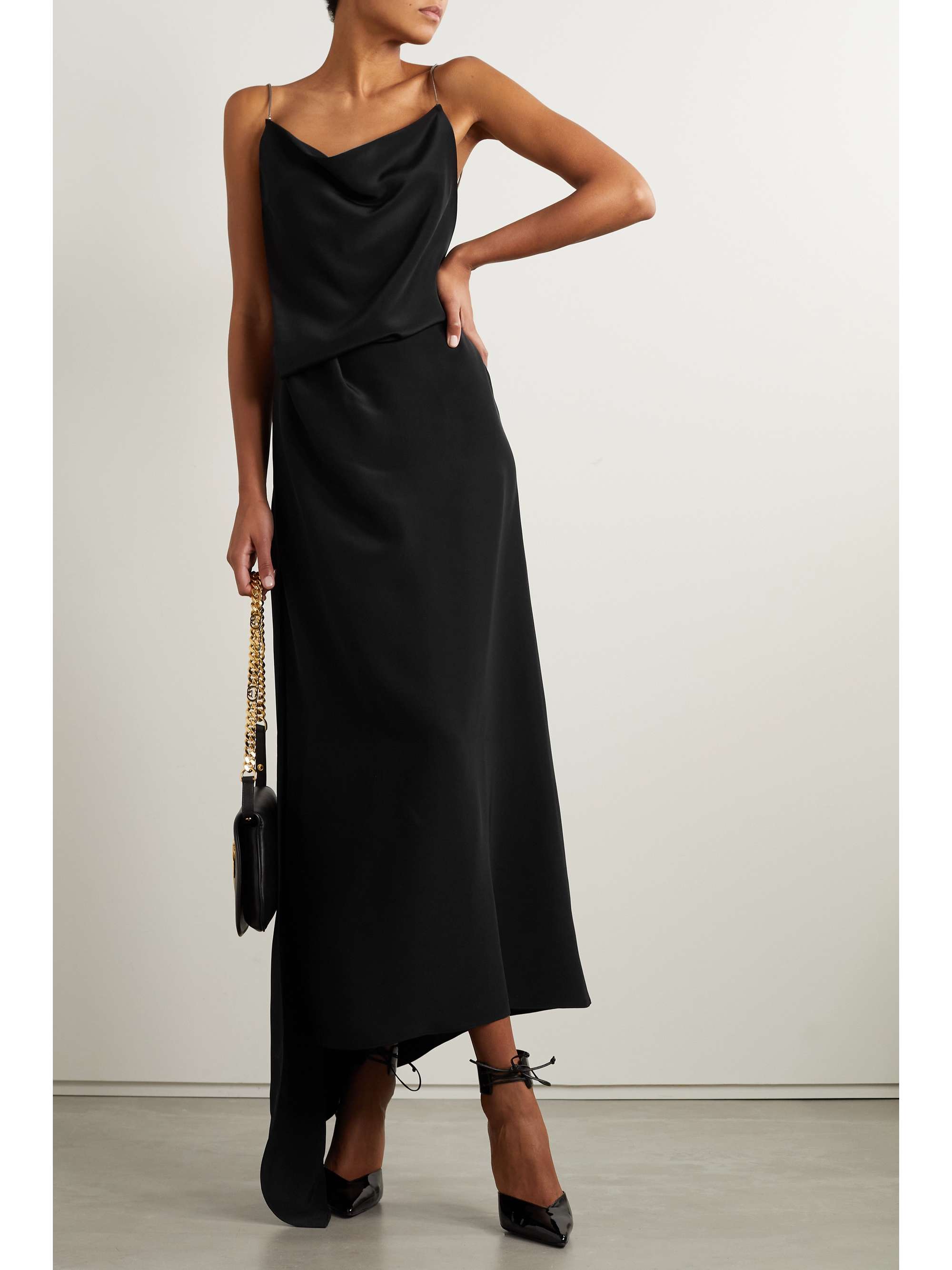GUCCI Open-back asymmetric silk crepe de chine maxi dress