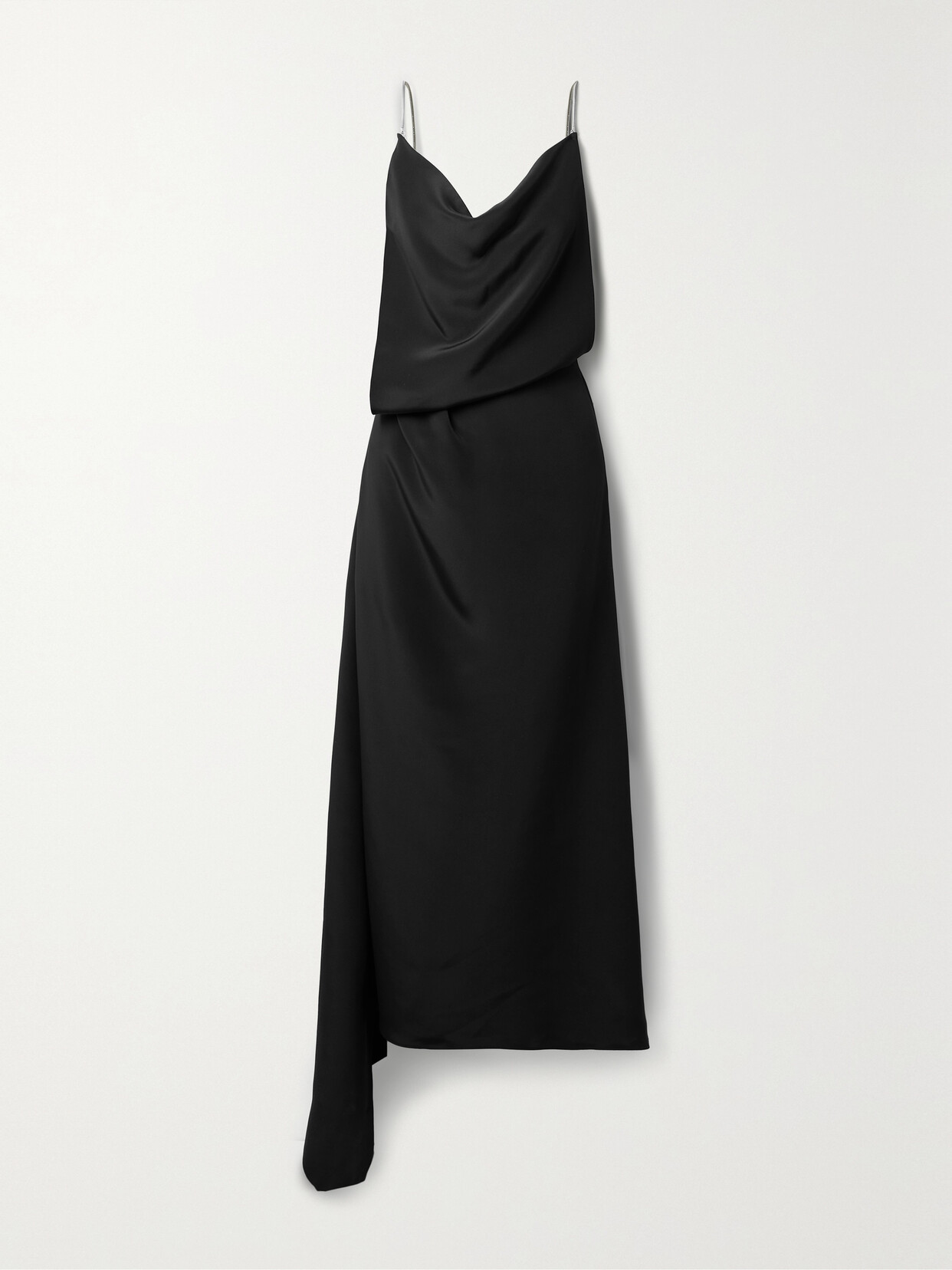 Gucci - Open-back Asymmetric Silk Crepe De Chine Maxi Dress - Black