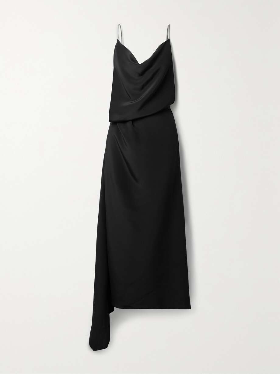 open-back asymmetric silk crepe de chine maxi dress