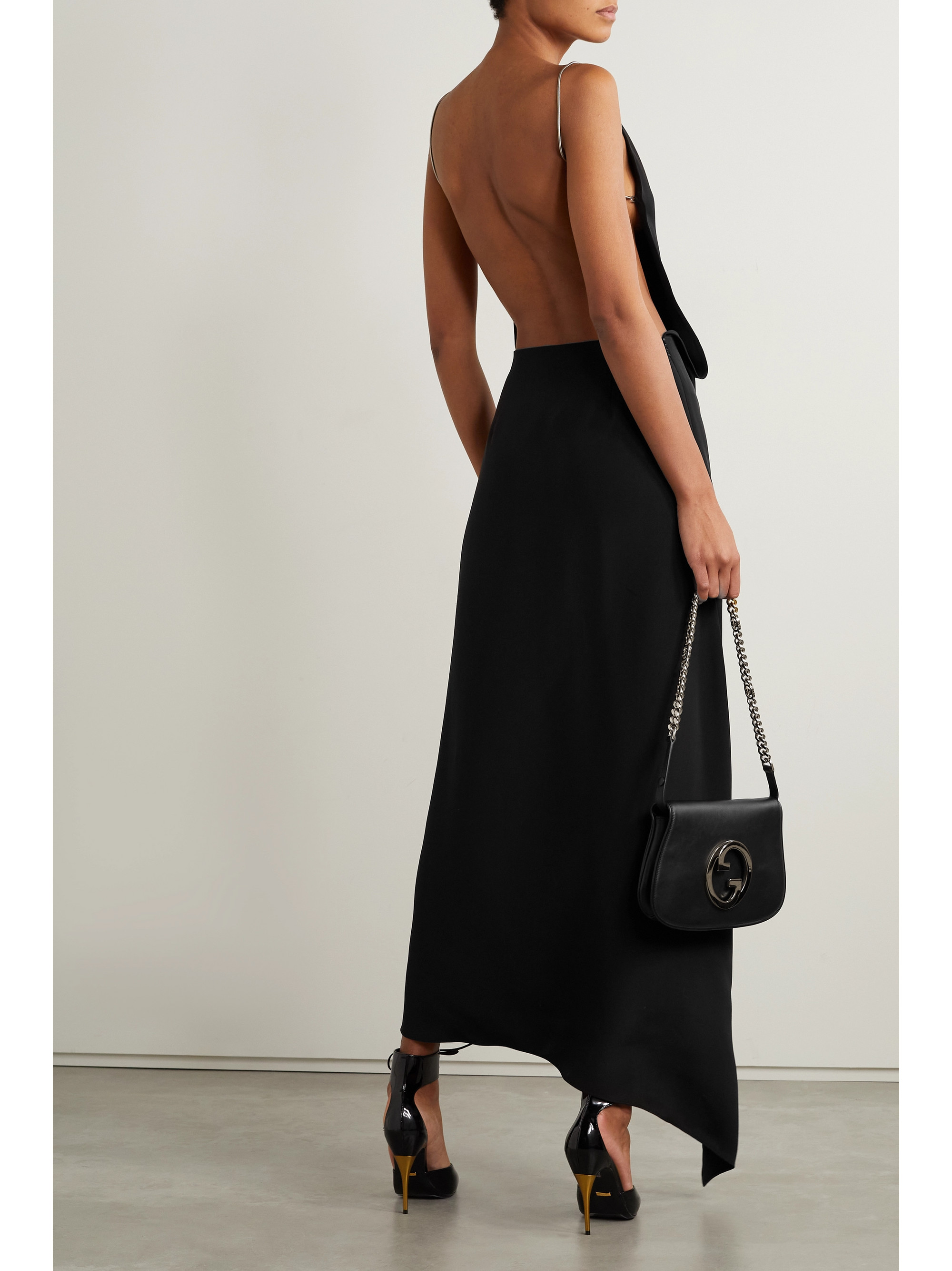 Gucci - Open-back asymmetric silk crepe de chine maxi dress | Plush
