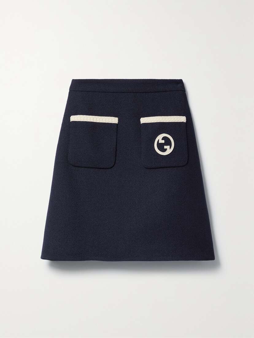 Gucci Appliquéd Wool-blend Mini Skirt