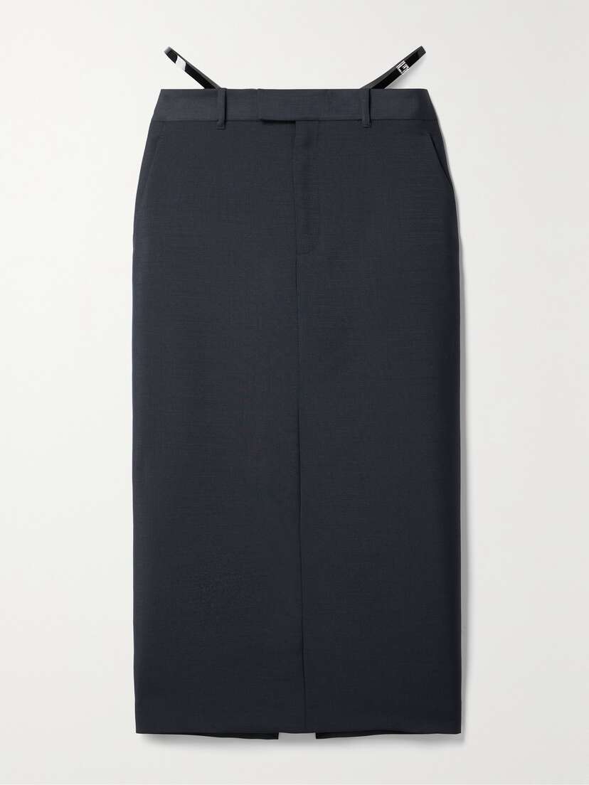Gucci Patent Leather-trimmed Mohair And Wool-blend Midi Skirt