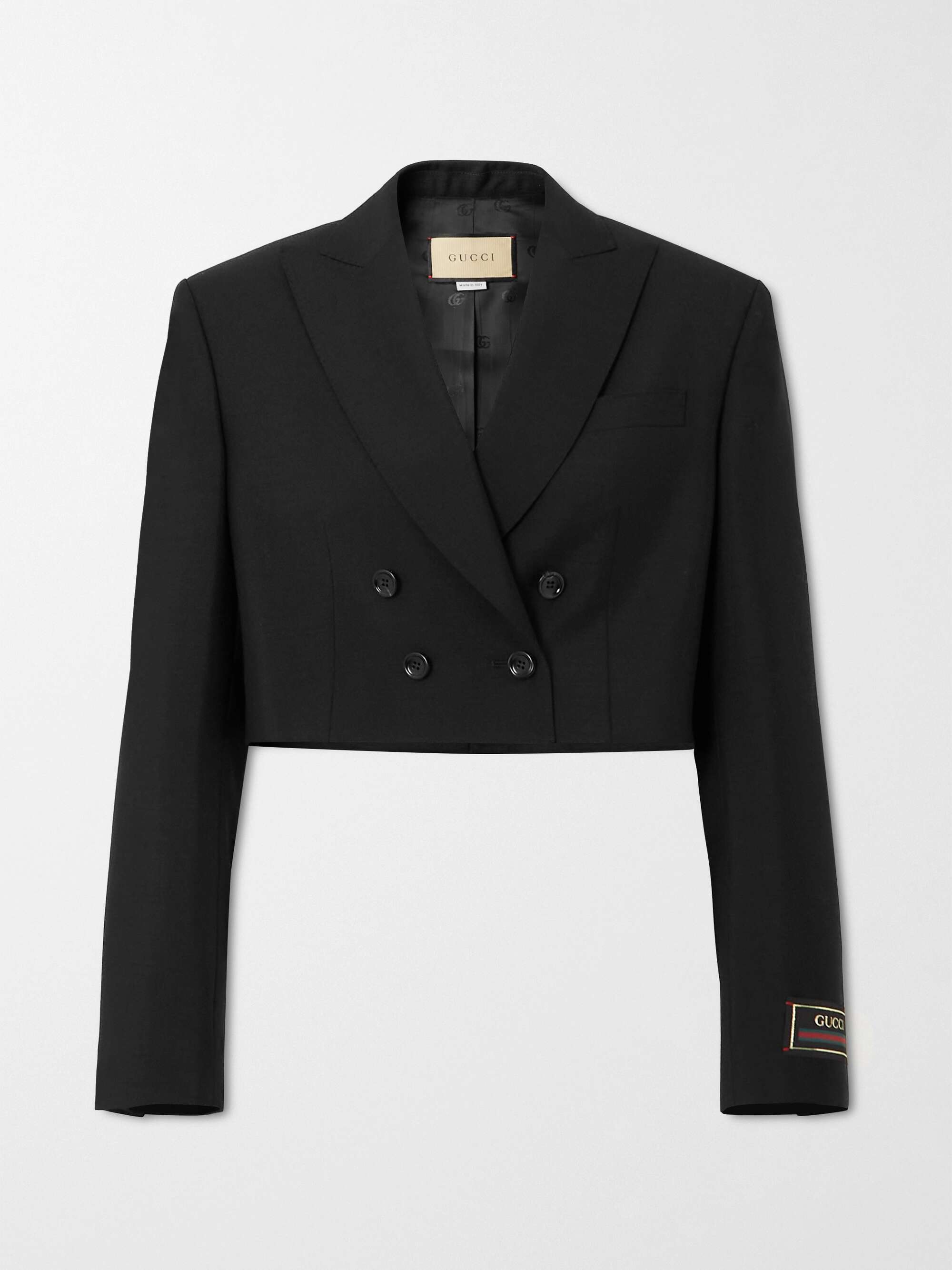 GUCCI Cropped double-breasted mohair and wool-blend blazer | NET-A-PORTER