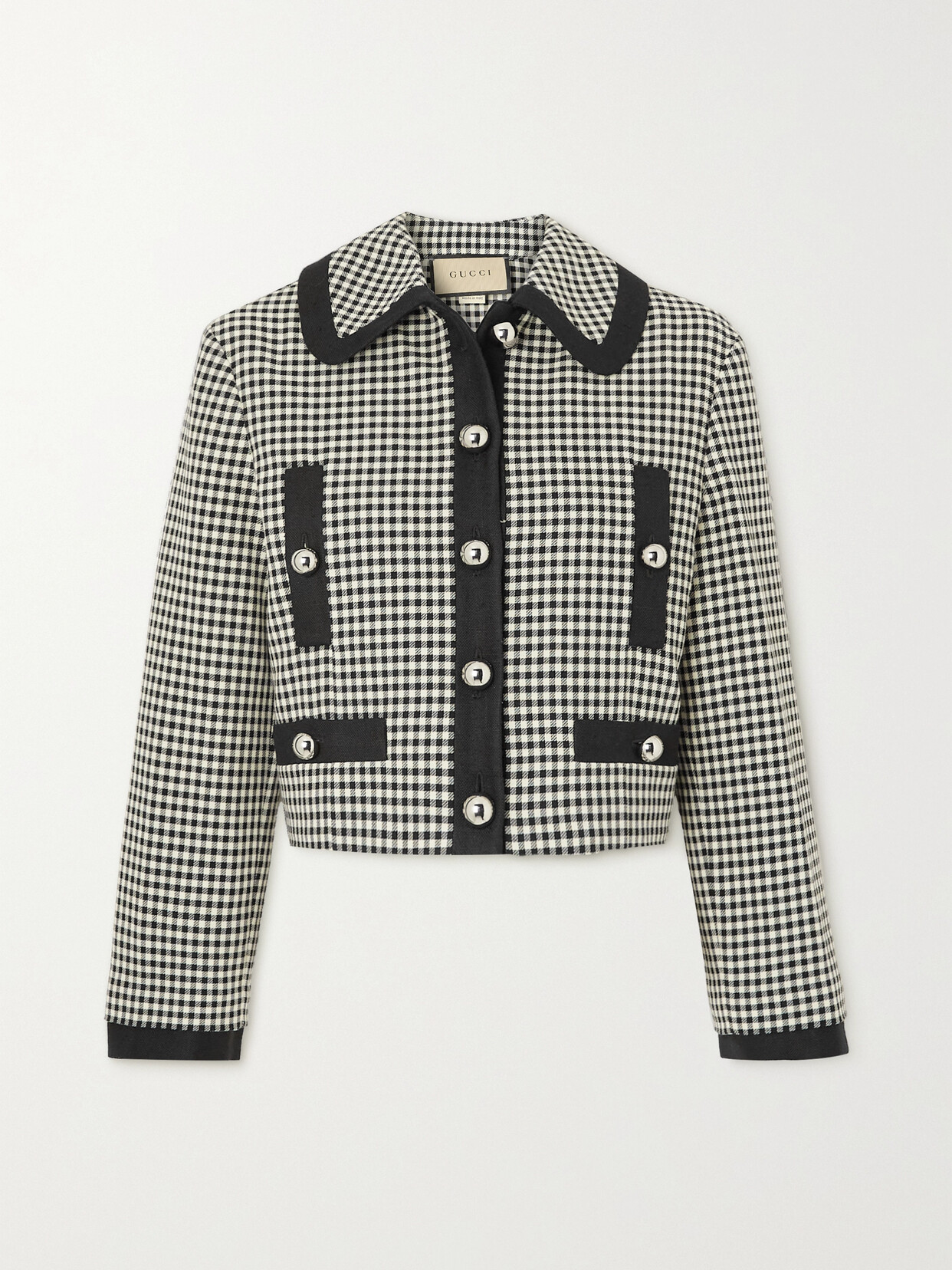 Gucci Cropped Checked Cotton-blend Jacket