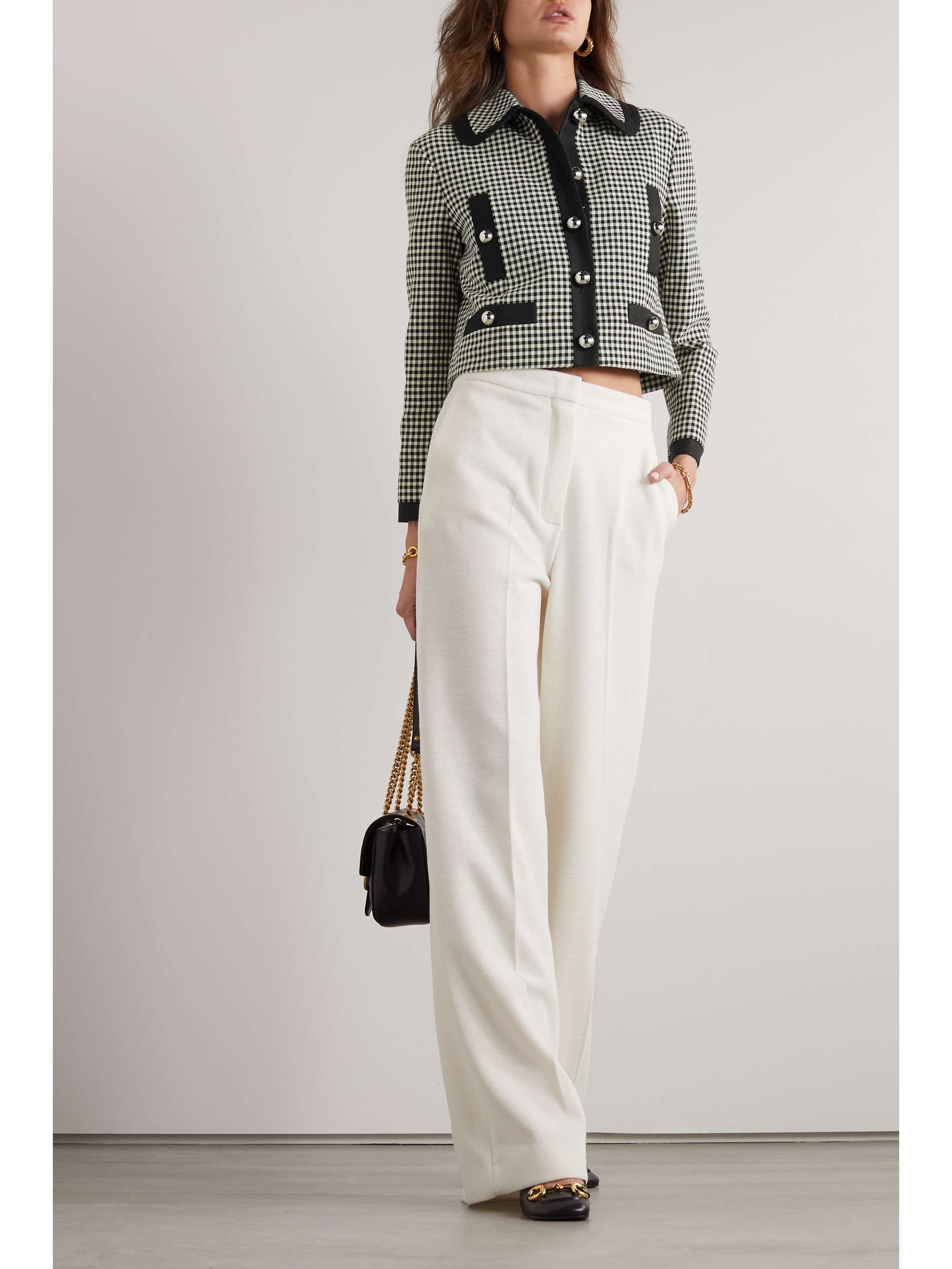 GUCCI Cropped checked cotton blend jacket NET A PORTER
