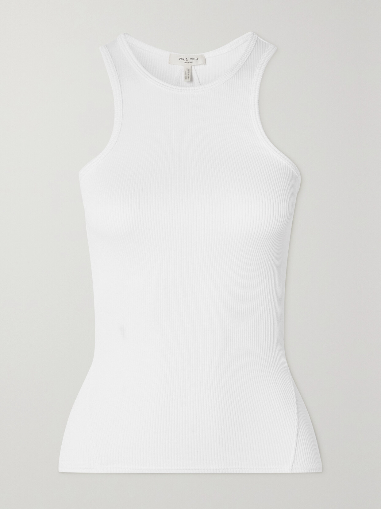 Rag & Bone The Essential Ribbed Stretch-organic Pima Cotton Jersey Tank In White