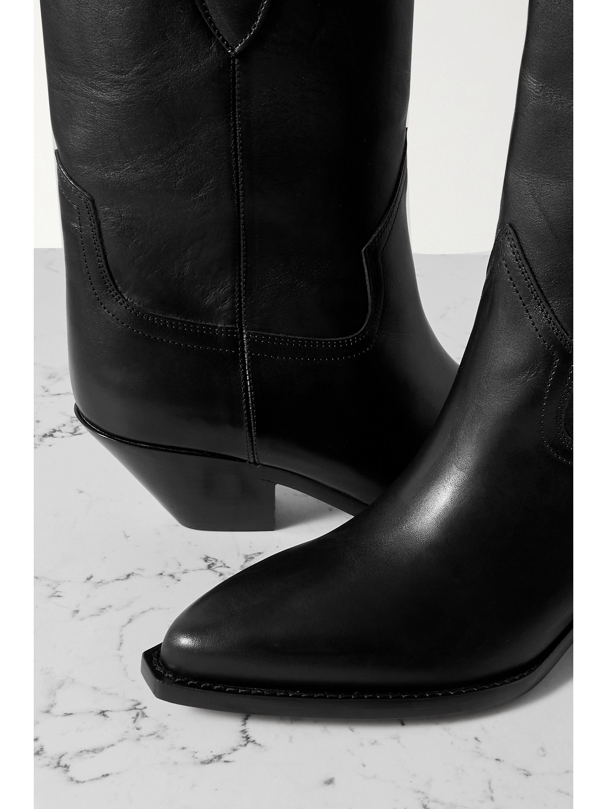 Shop Isabel Marant Dahope Leather Cowboy Boots In Black