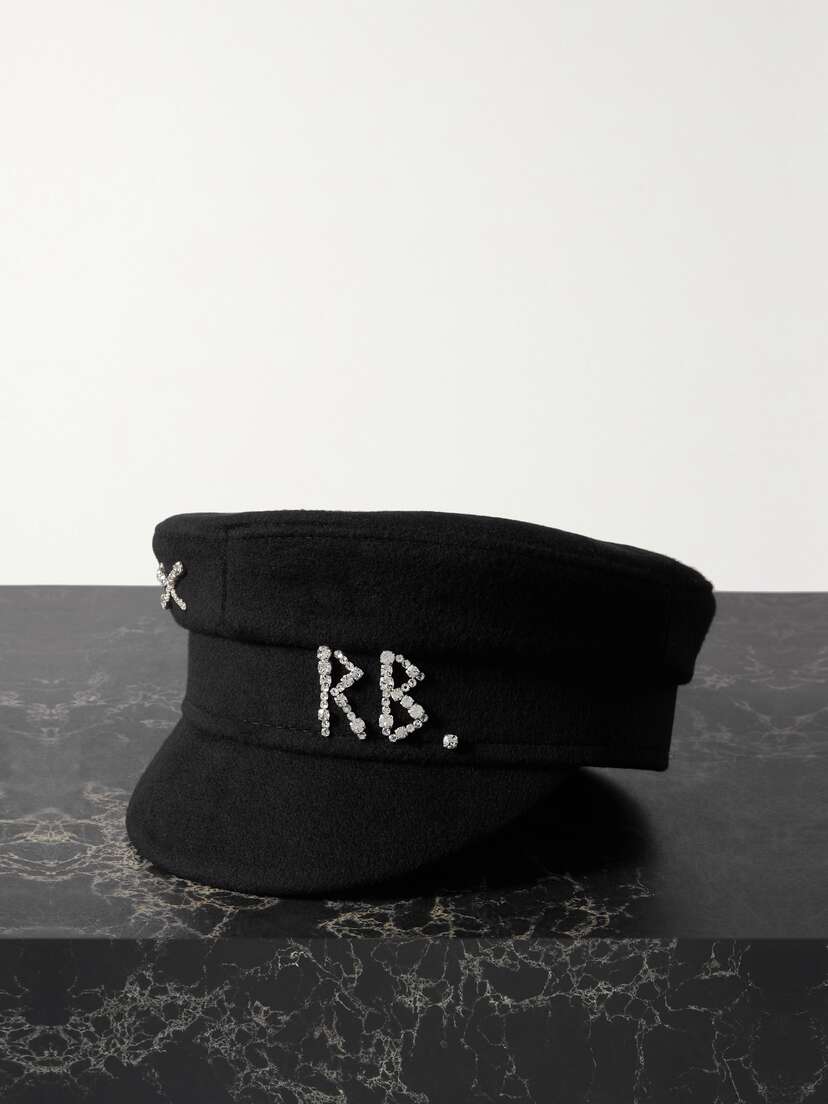 Ruslan Baginskiy Crystal-embellished Wool-felt Cap