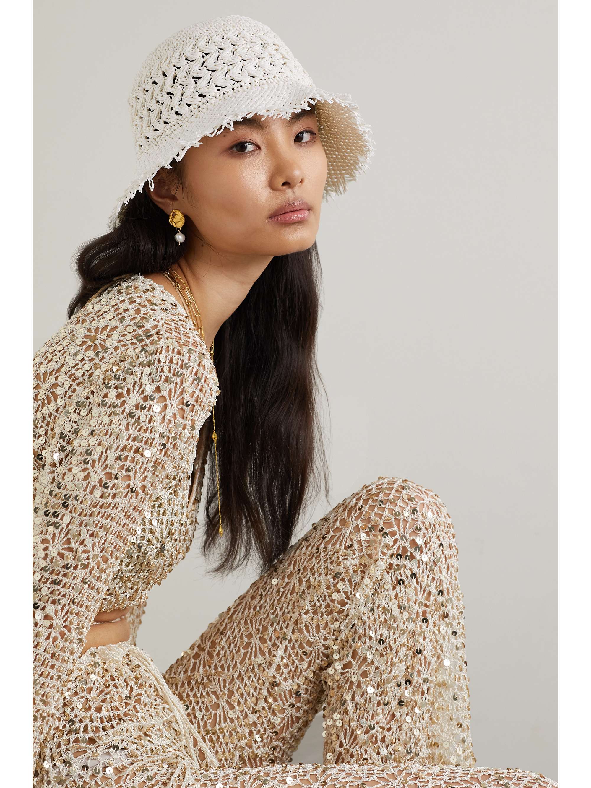 RUSLAN BAGINSKIY Woven straw bucket hat