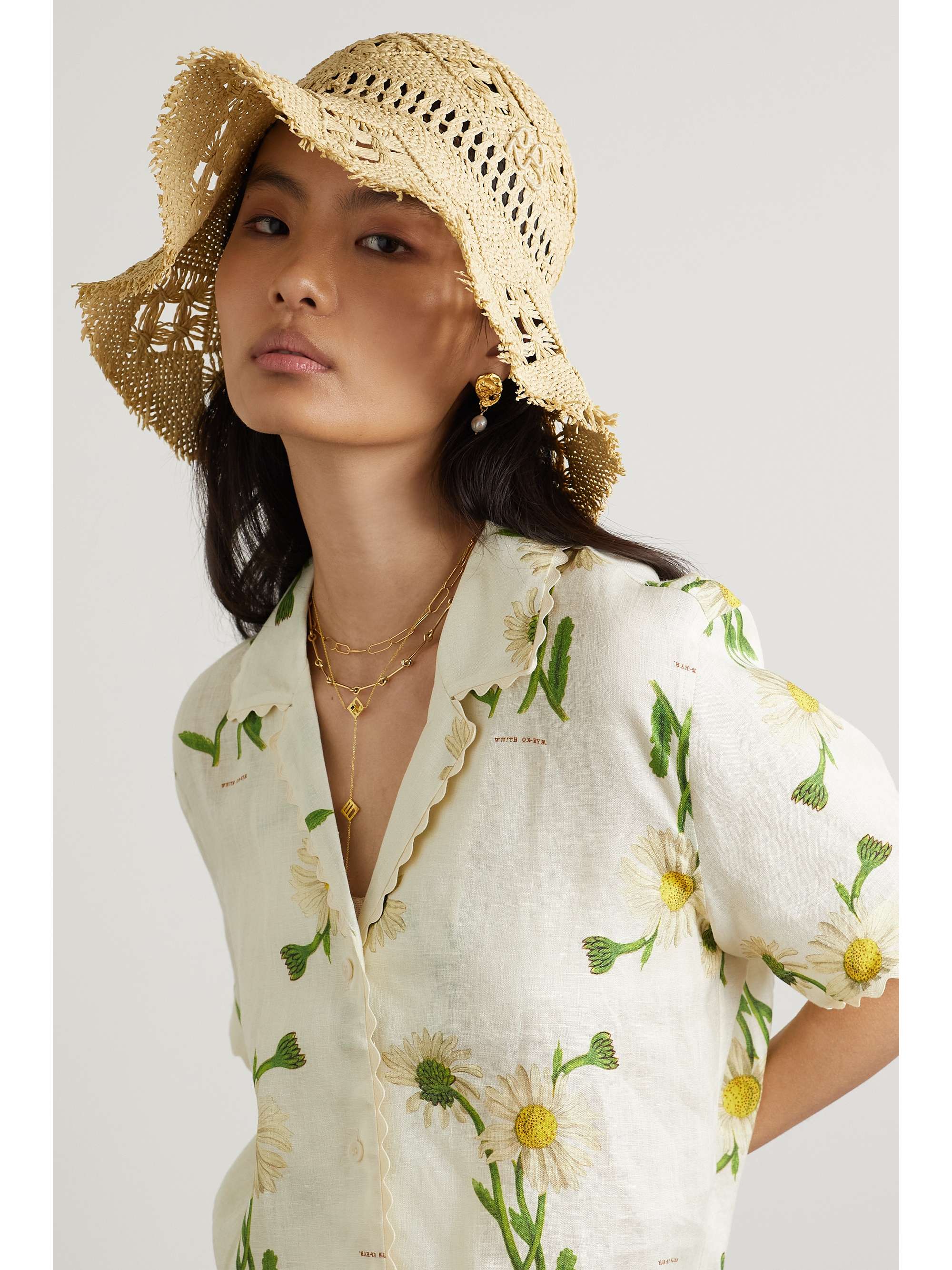 RUSLAN BAGINSKIY Embellished fringed straw sunhat