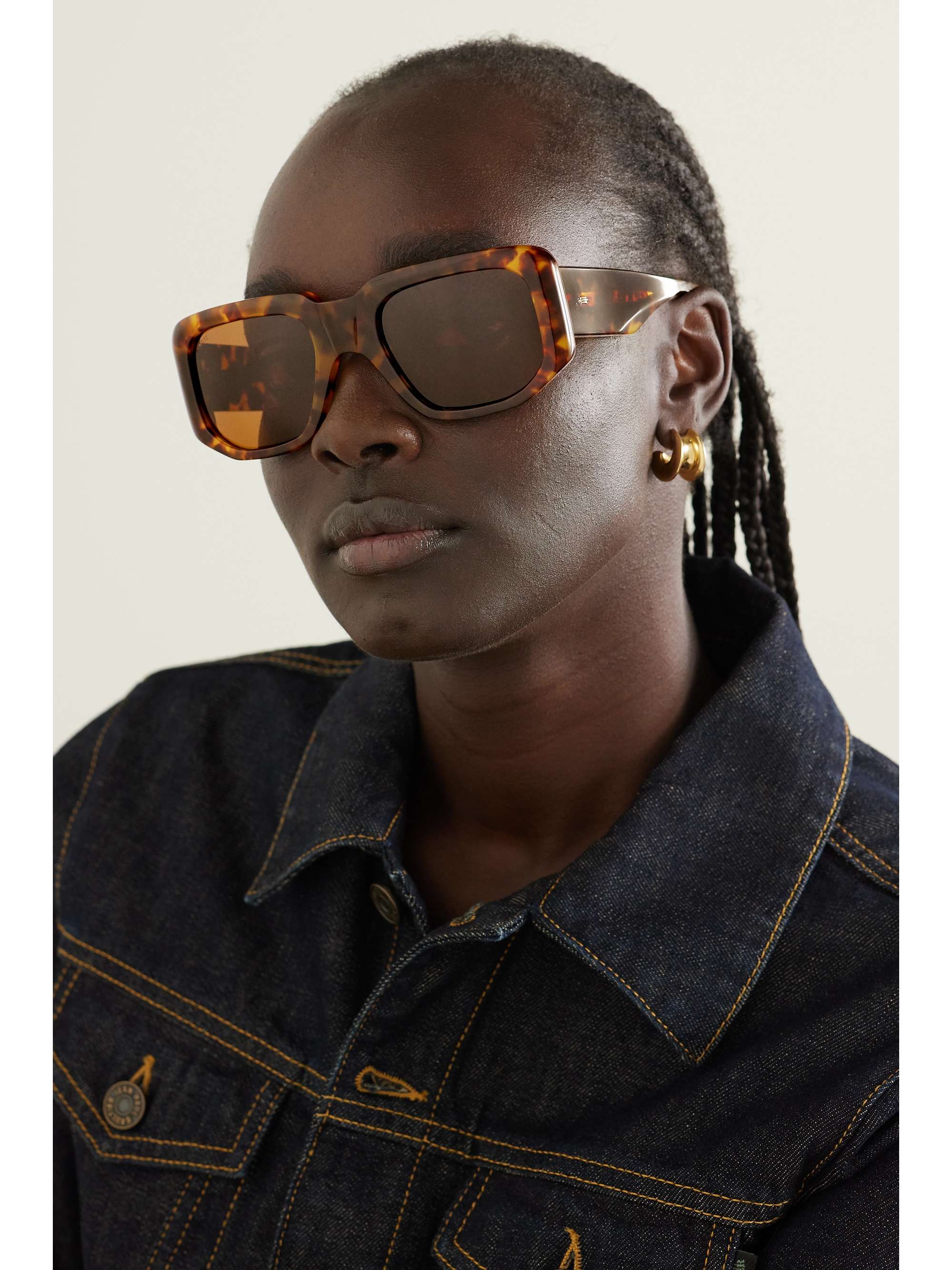 KIMEZE Oversized square-frame tortoiseshell acetate sunglasses