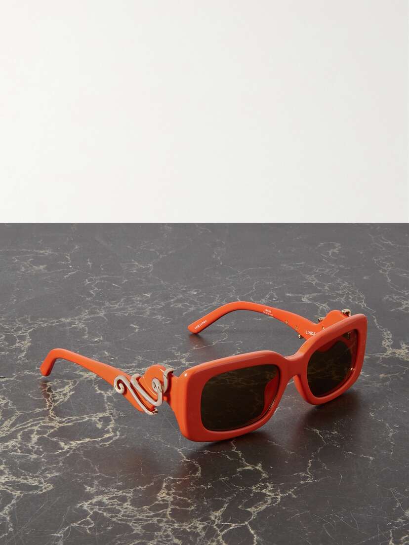 LINDA FARROW EYEWEAR + Bea Bongiasca Rectangular-frame Acetate And Gold-tone Sunglasses