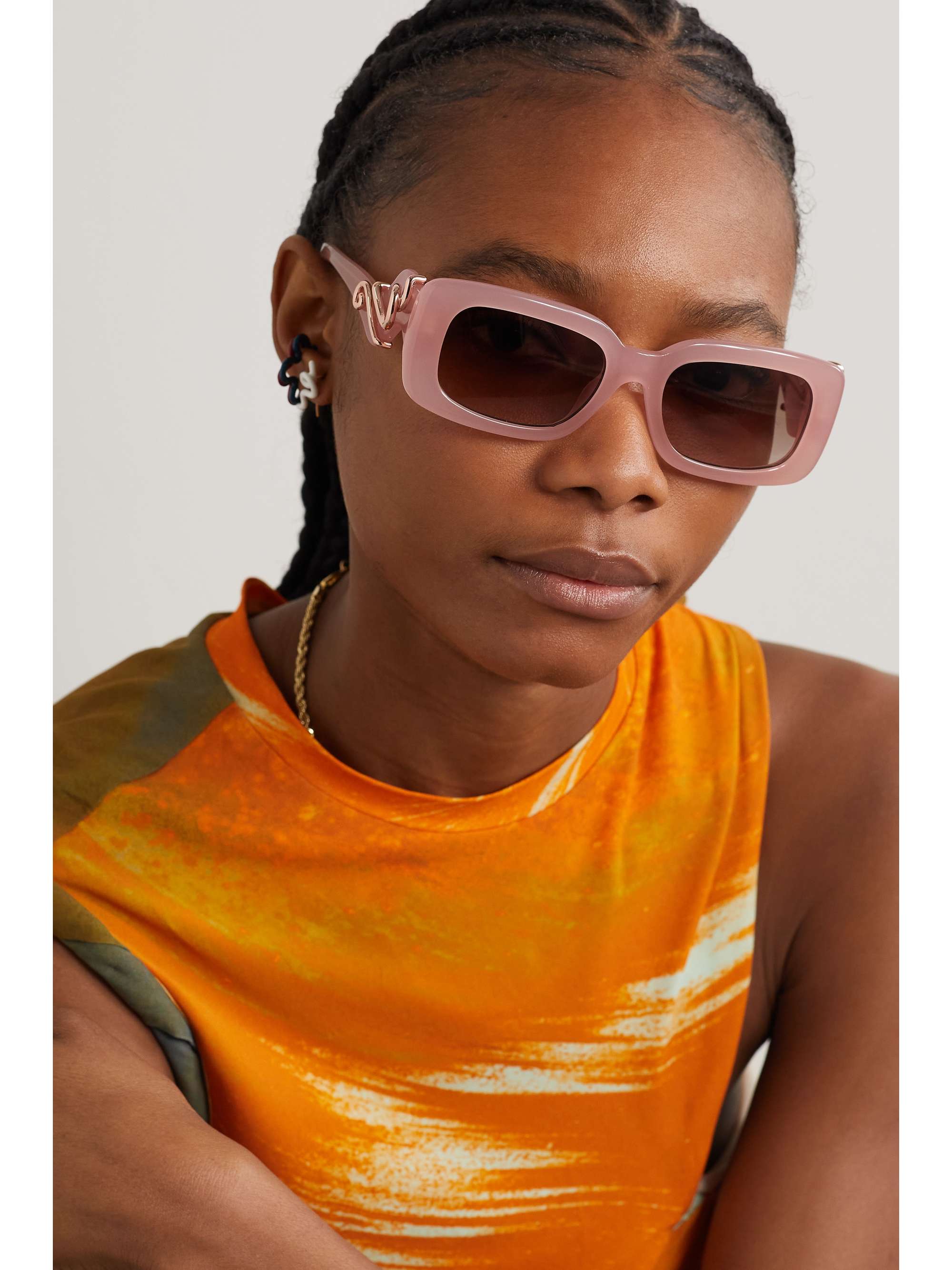 LINDA FARROW EYEWEAR Rectangular-frame acetate sunglasses