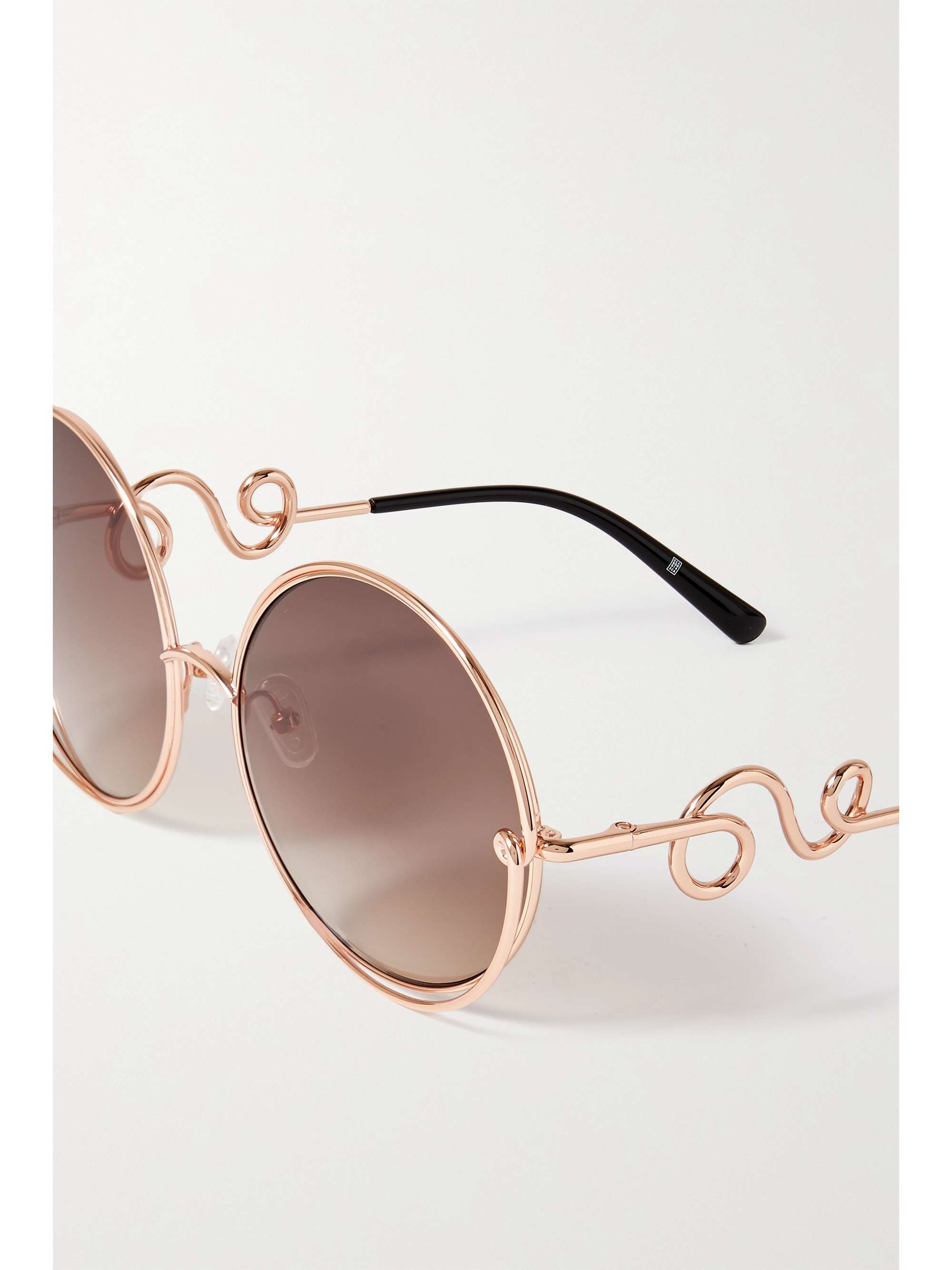 LINDA FARROW EYEWEAR Round-frame rose gold-tone sunglasses