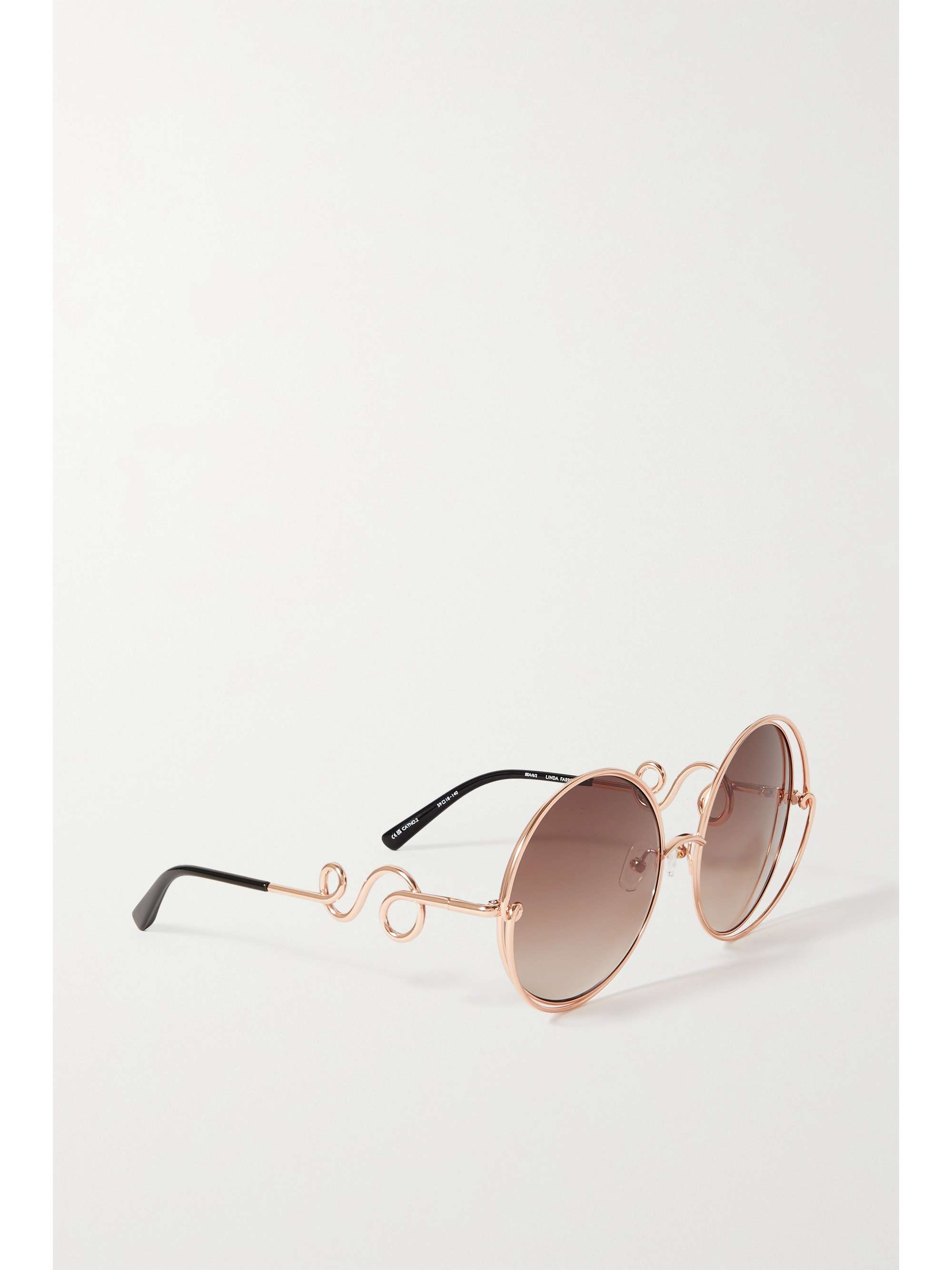 LINDA FARROW EYEWEAR Round-frame rose gold-tone sunglasses
