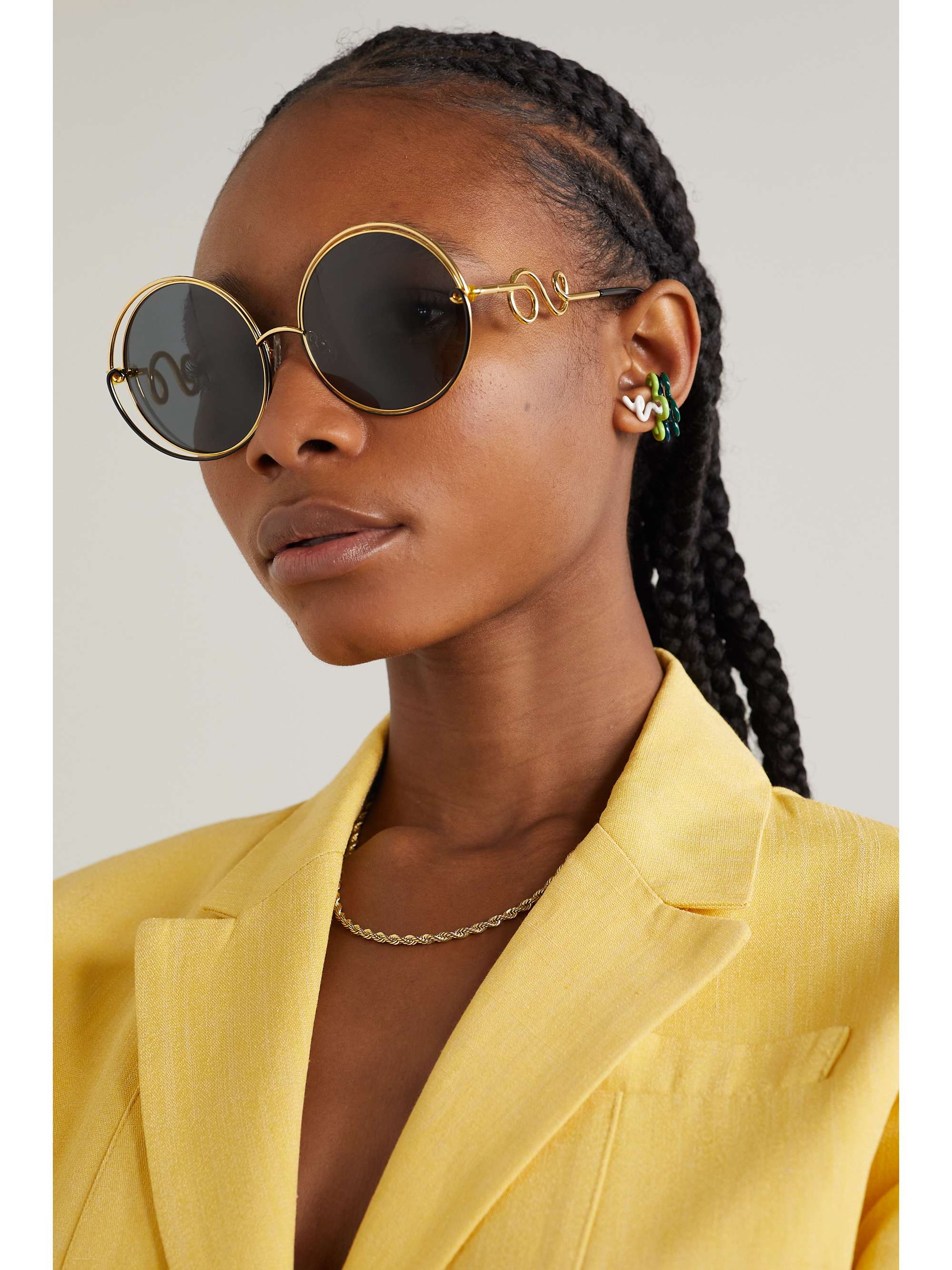 + Bea Bongiasca round-frame gold-tone sunglasses