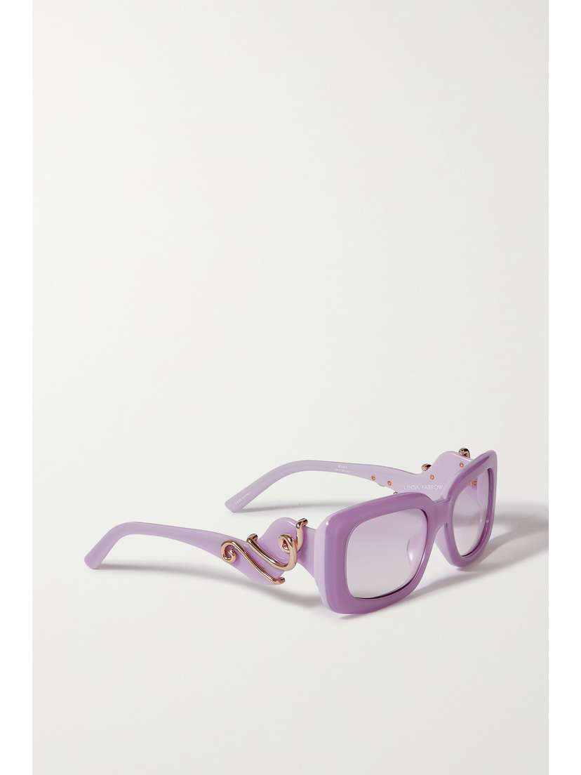 LINDA FARROW EYEWEAR + Bea Bongiasca Rectangular-frame Acetate And Gold-tone Sunglasses