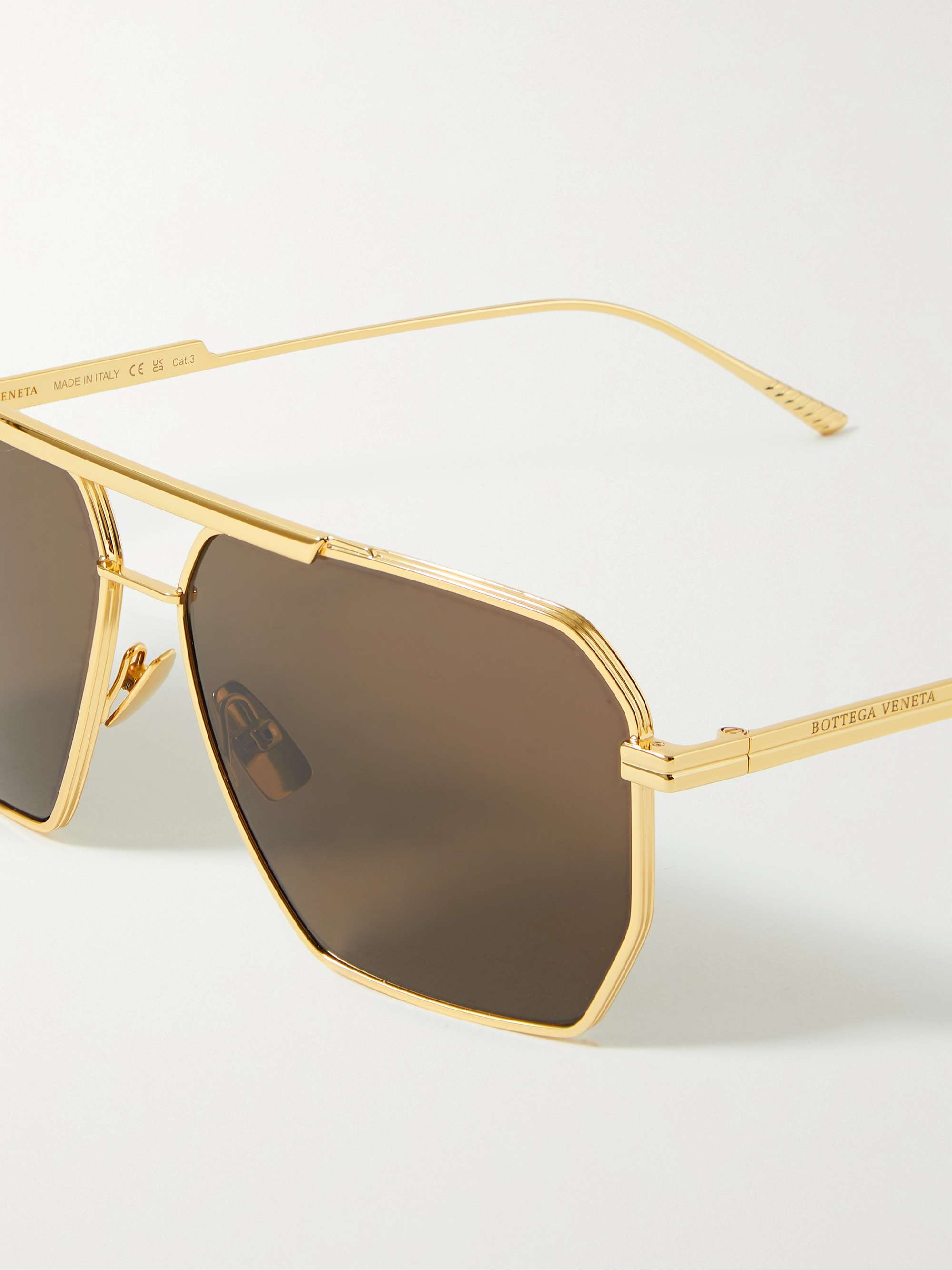 BOTTEGA VENETA EYEWEAR Original aviator-style gold-tone sunglasses