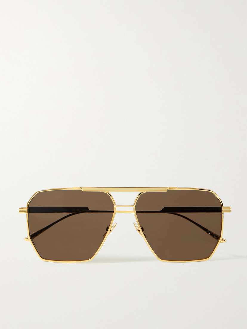 Bottega Veneta Eyewear Original Aviator-style Gold-tone Sunglasses