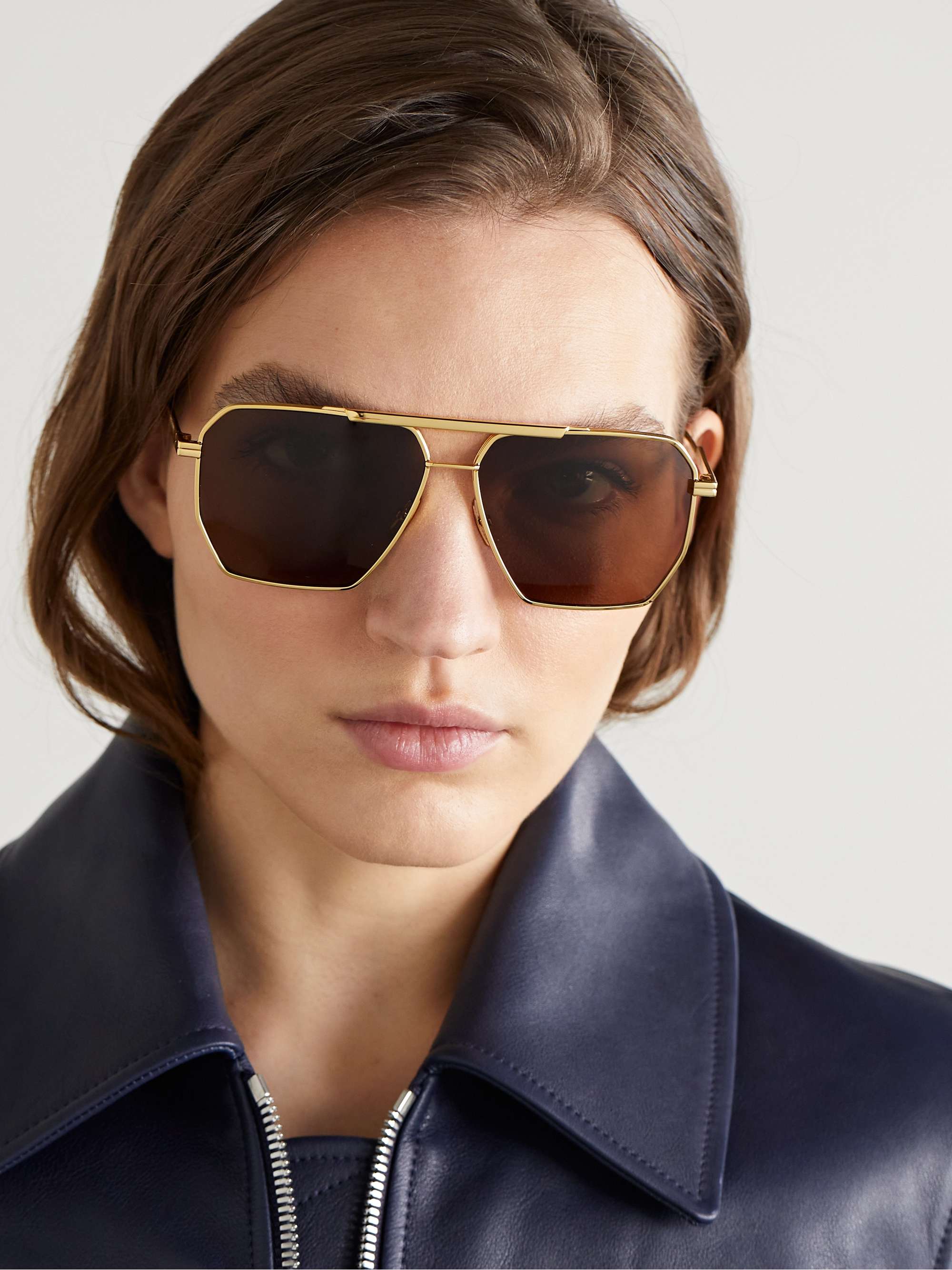 BOTTEGA VENETA EYEWEAR Original aviator-style gold-tone sunglasses
