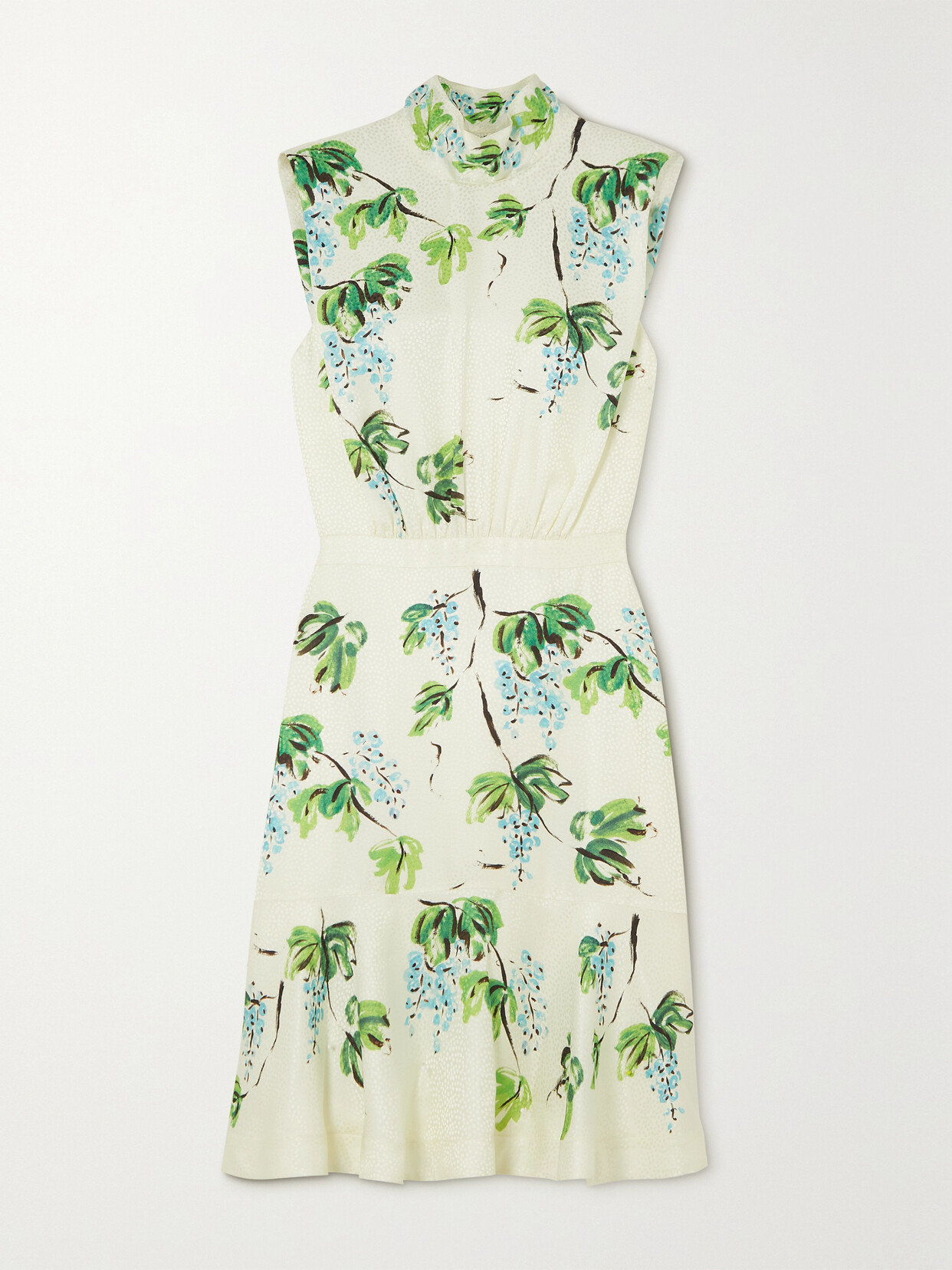 Saloni Fleur Open-back Printed Silk-jacquard Halterneck Mini Dress - Off-white